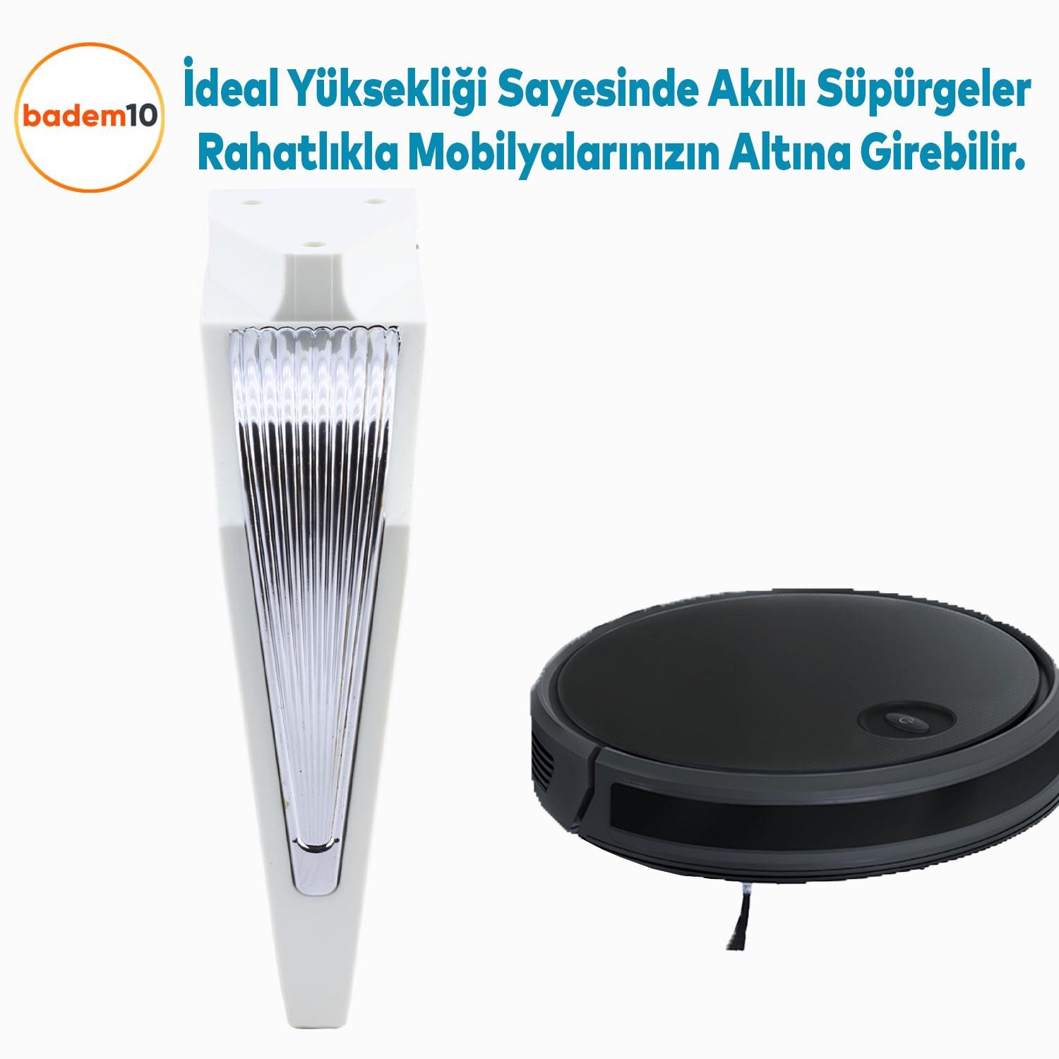 Salkım Mobilya Oturma Grubu Kanepe Sehpa TV Ünitesi Koltuk Ayağı Baza Ayakları Beyaz Krom 19 cm