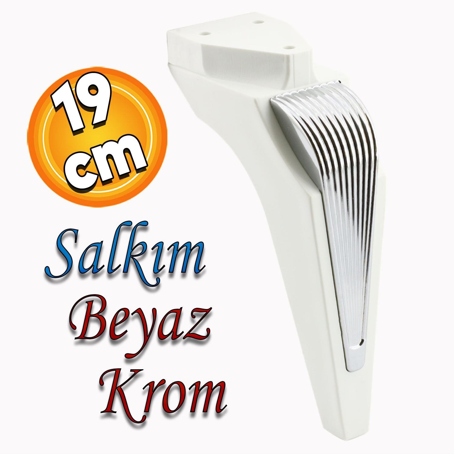 Salkım Mobilya Oturma Grubu Kanepe Sehpa TV Ünitesi Koltuk Ayağı Baza Ayakları Beyaz Krom 19 cm