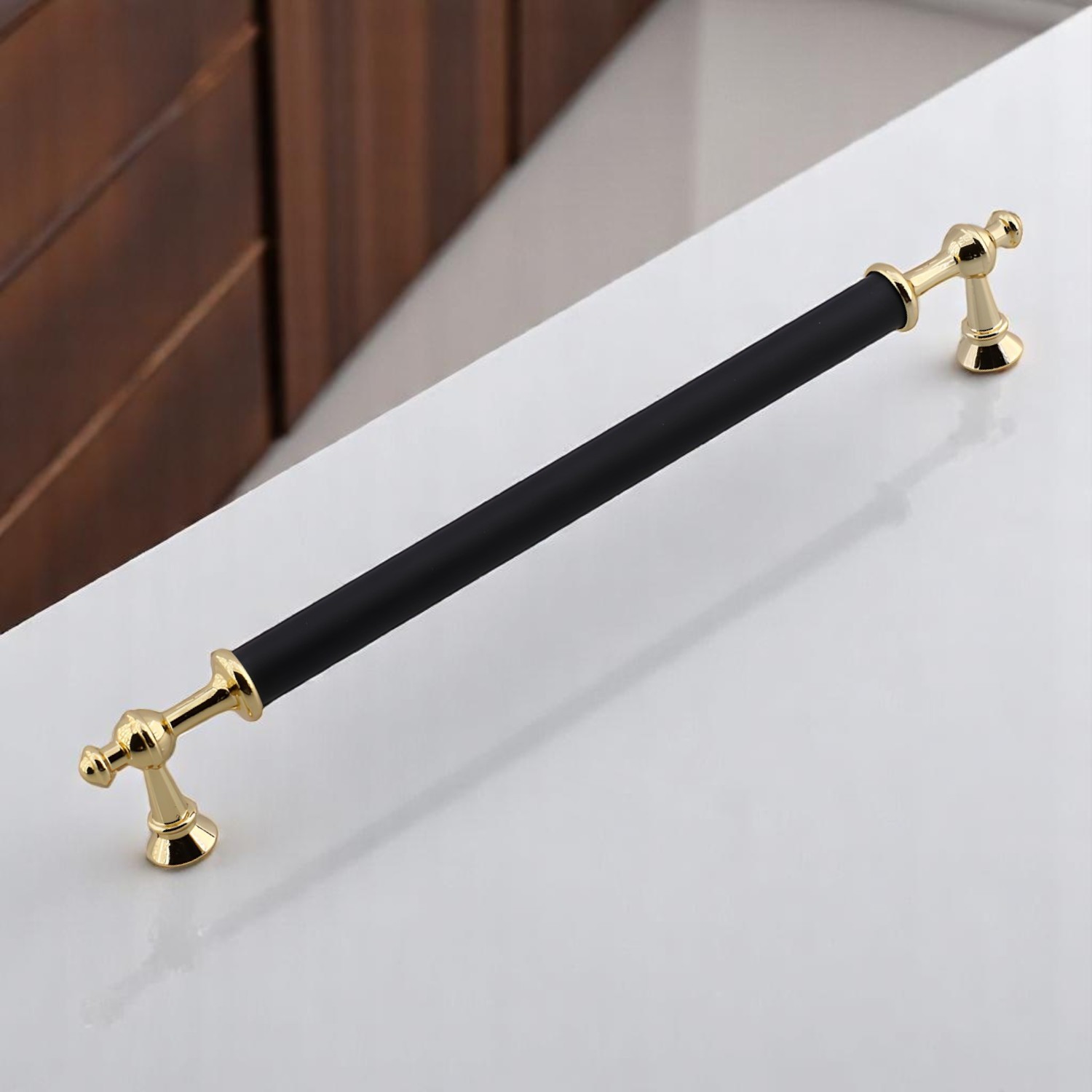 Melis (192 mm - 19.2 cm) Siyah Gold Metal Mobilya Mutfak Çekmece Dolap Dolabı Kulbu Kulpu Kulpları