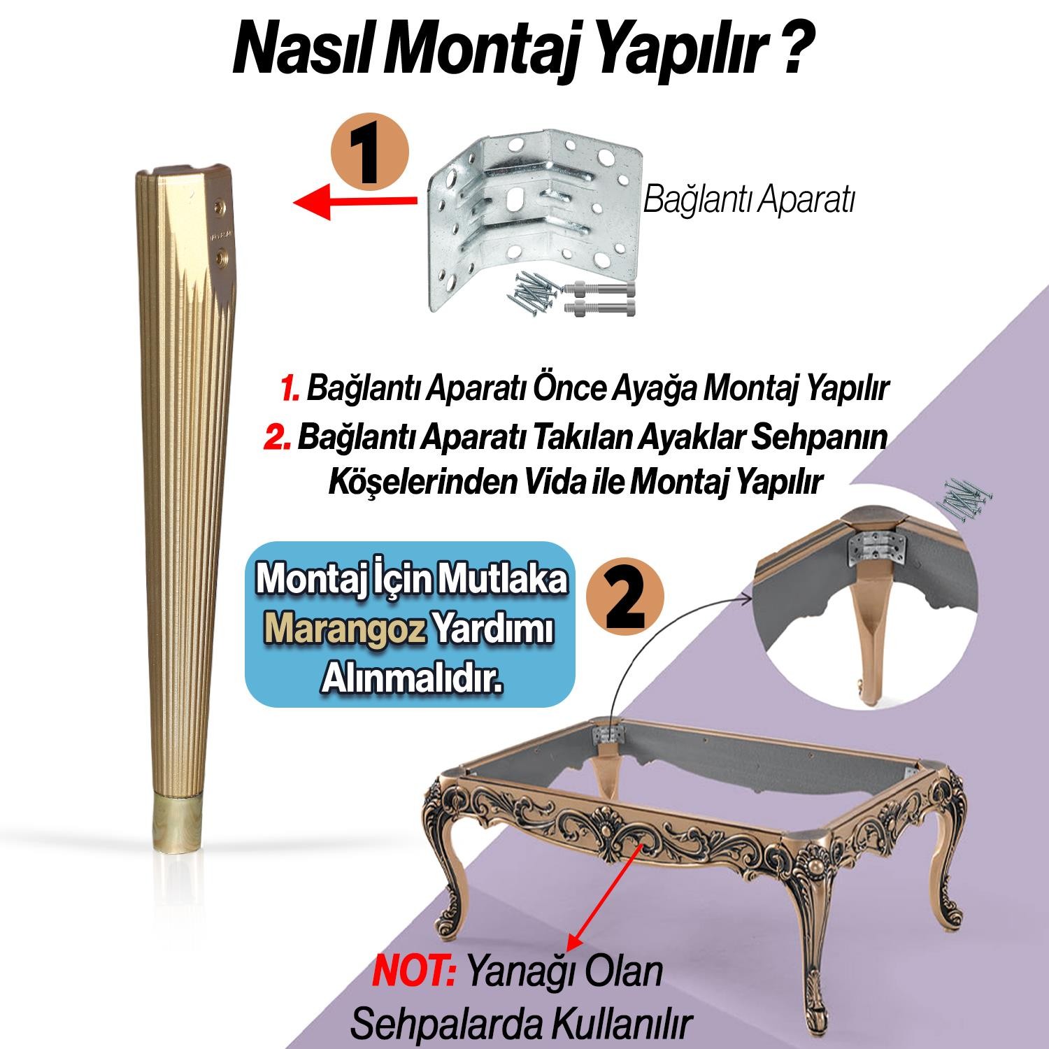 Suit Sehpa Ayağı 45 cm Plastik Altın Renk Ayak Mutfak Yemek Masası Mobilya Ayak Zigon Gold 1 Adet