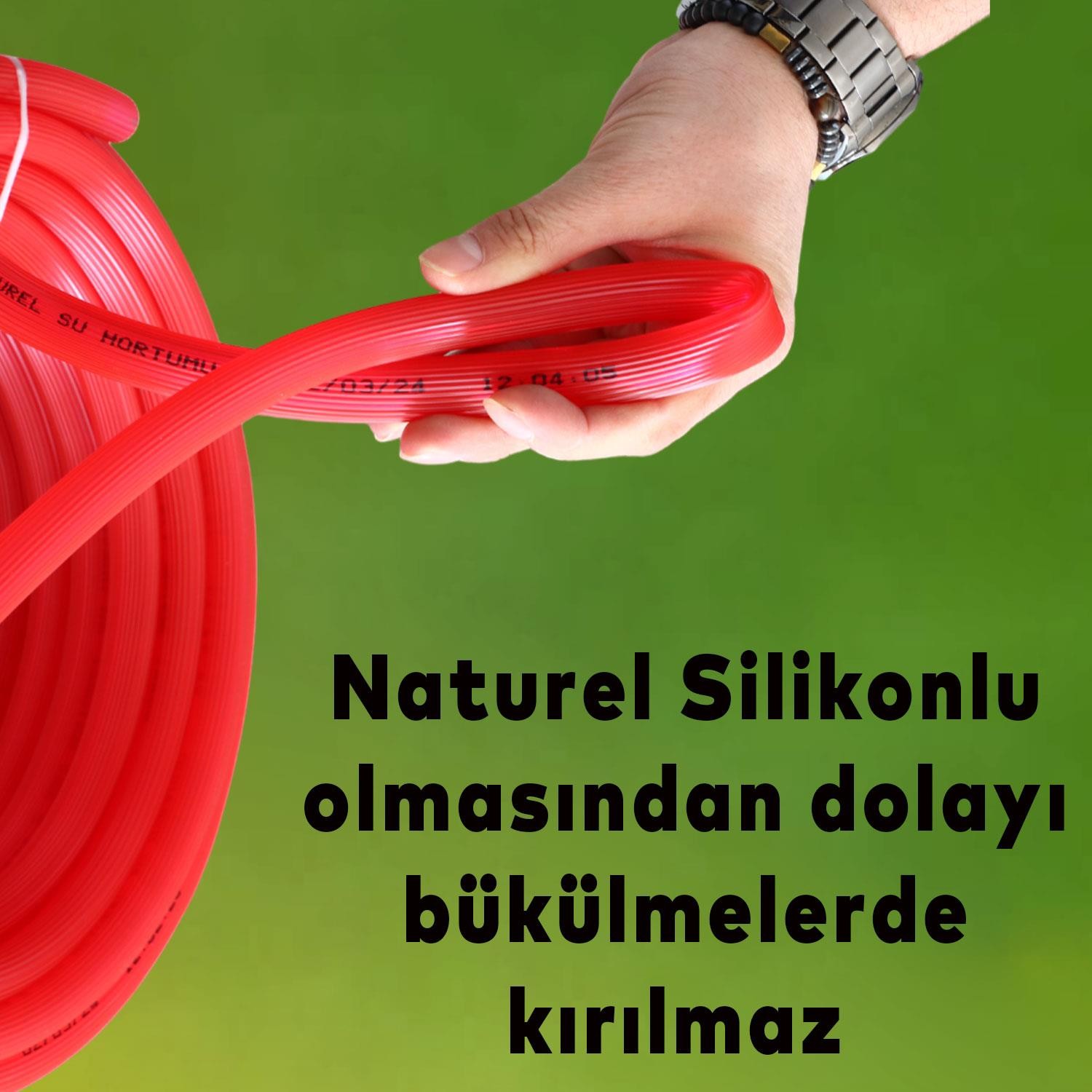 Bahçe Çeşme Su Hortumu İç Çap 1/2 Naturel Silikonlu Sulama Araç Yıkama Hortum 50 Metre