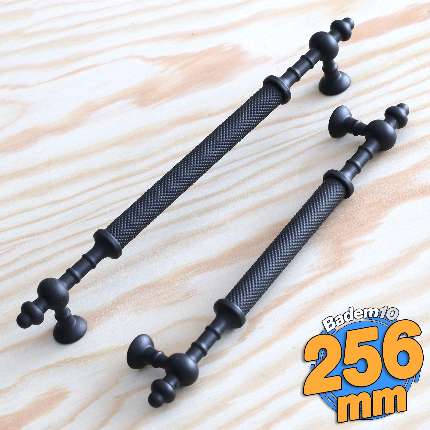 Ladin Siyah Metal Kulp 256 mm (25.6 cm) Mobilya Dolap Kapak Kulpları Kulbu Çekmece Mutfak Dolabı