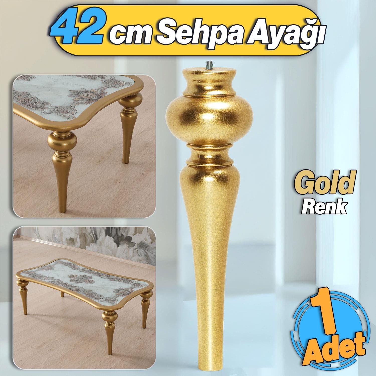 Damla Plastik Sehpa Ayağı 42 cm Gold Altın Orta Sehpası Ayak Zigon Sehpa Mobilya Masa Ayakları