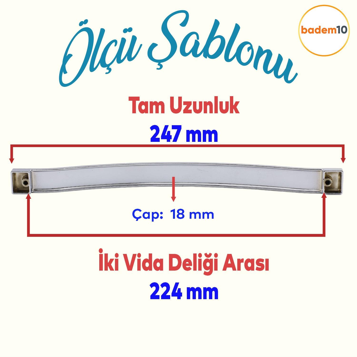 Akasya Mobilya Mutfak Dolabı Çekmece Dolap Kapak Kulpu Düz Metal Kulbu Kulpu 224 Mm Krom Kulpları