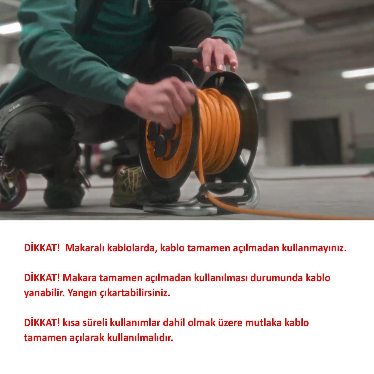 Stanley Metal Makaralı 50 Metre Seyyar %100 Bakır Kablo 4 Prizli Kapaklı Uzatma Kablosu 3x1.5 mm H05VV-F