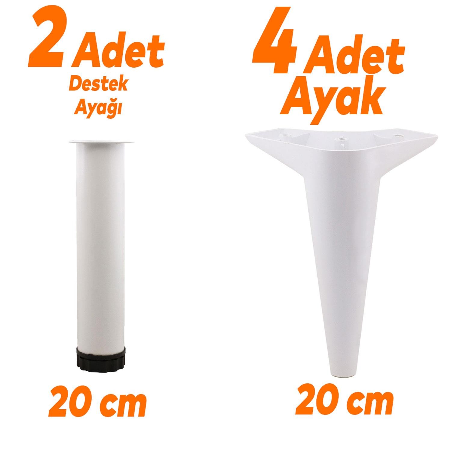 Aspen 6'lı Set Mobilya Tv Ünitesi Koltuk Kanepe Konsol Destek Ayağı Ayakları 20 Cm Ayak Beyaz