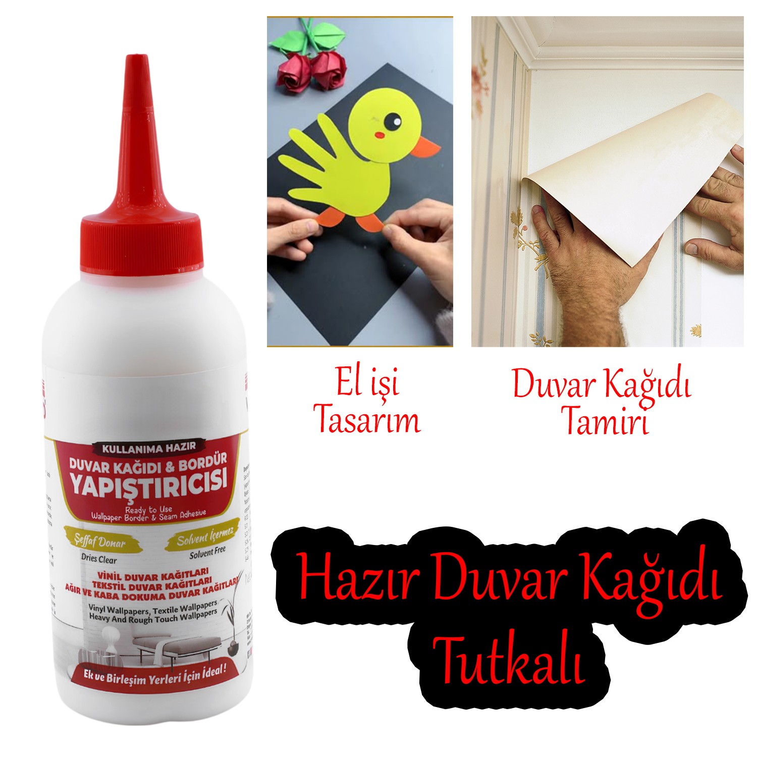 Şeffaf Duvar Kağıdı Broşür Yapıştırıcısı 200 kg Hazır Tutkal Vinil Tekstil El İşi Kağıtları 1 Adet