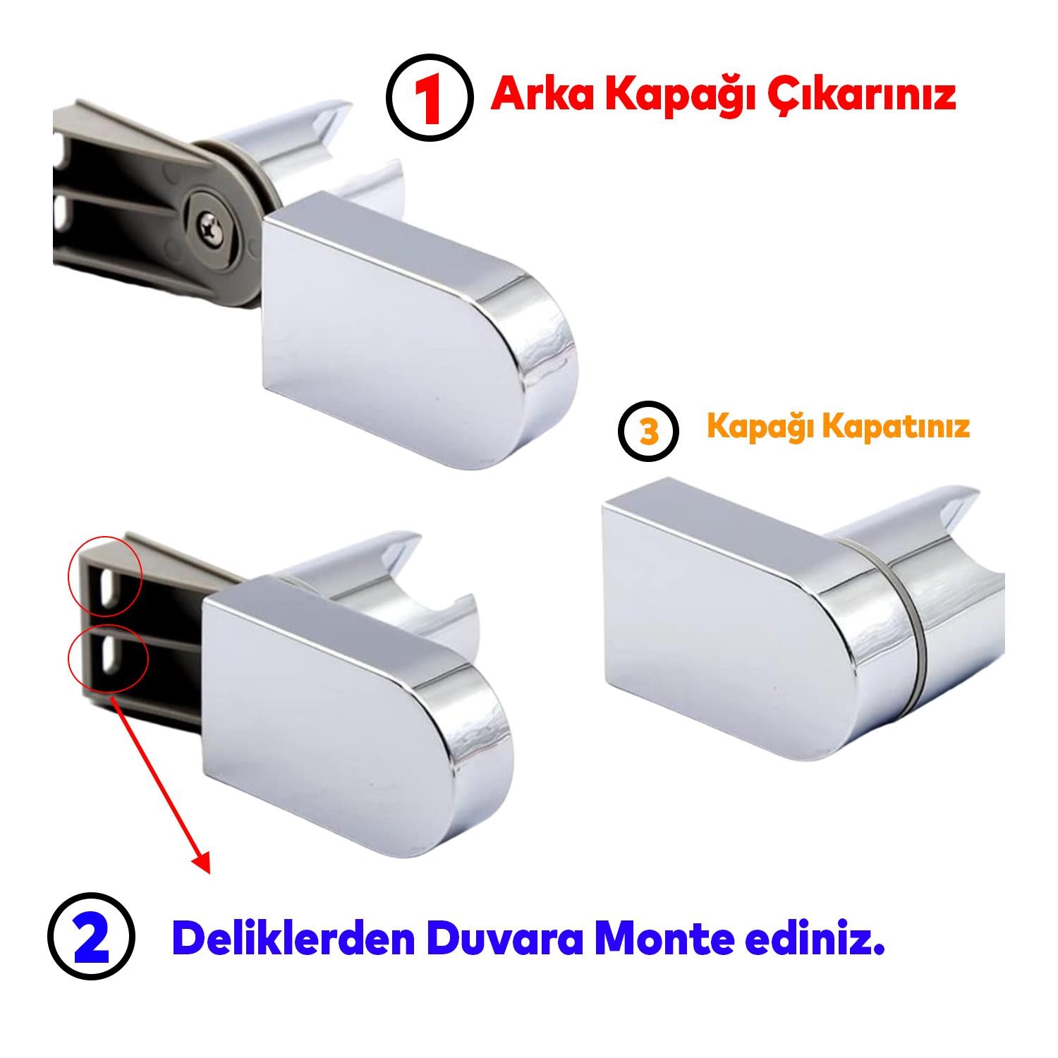 Duş Başlığı Tutacağı Banyo Telefon Hortum Başlık Tutamağı Duvara Sabitleme Ayarlanabilir L Tipli