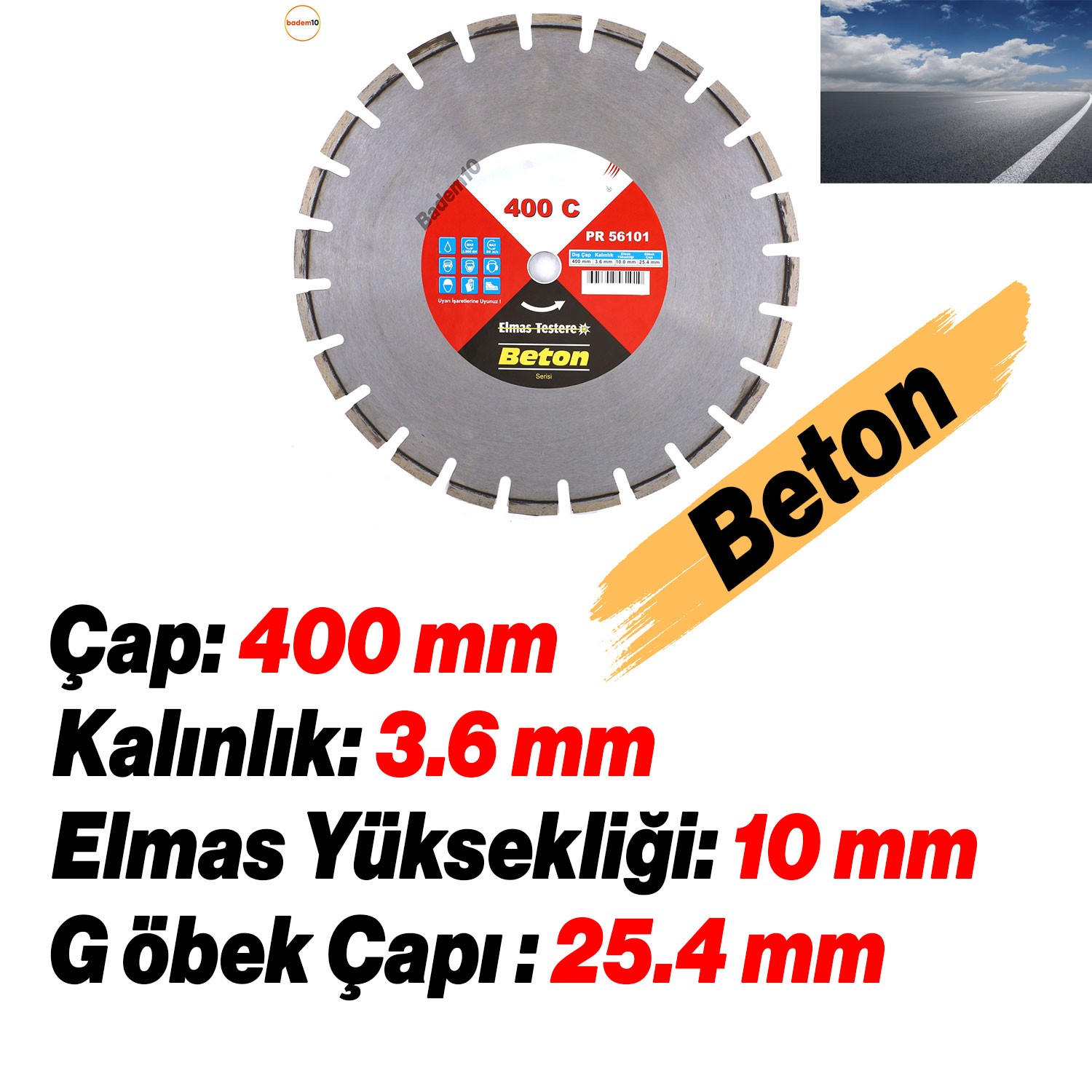 Beton Kesme Testeresi Elmas Testere Bıçağı Kesim Beton Keser Bıçak 400 mm