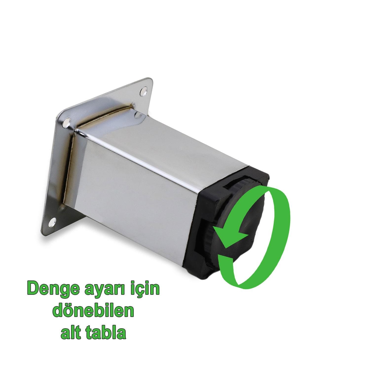 Mobilya Koltuk Kanepe Tezgah Dolap Ayağı Ayarlı 8 cm Krom Metal Ayak