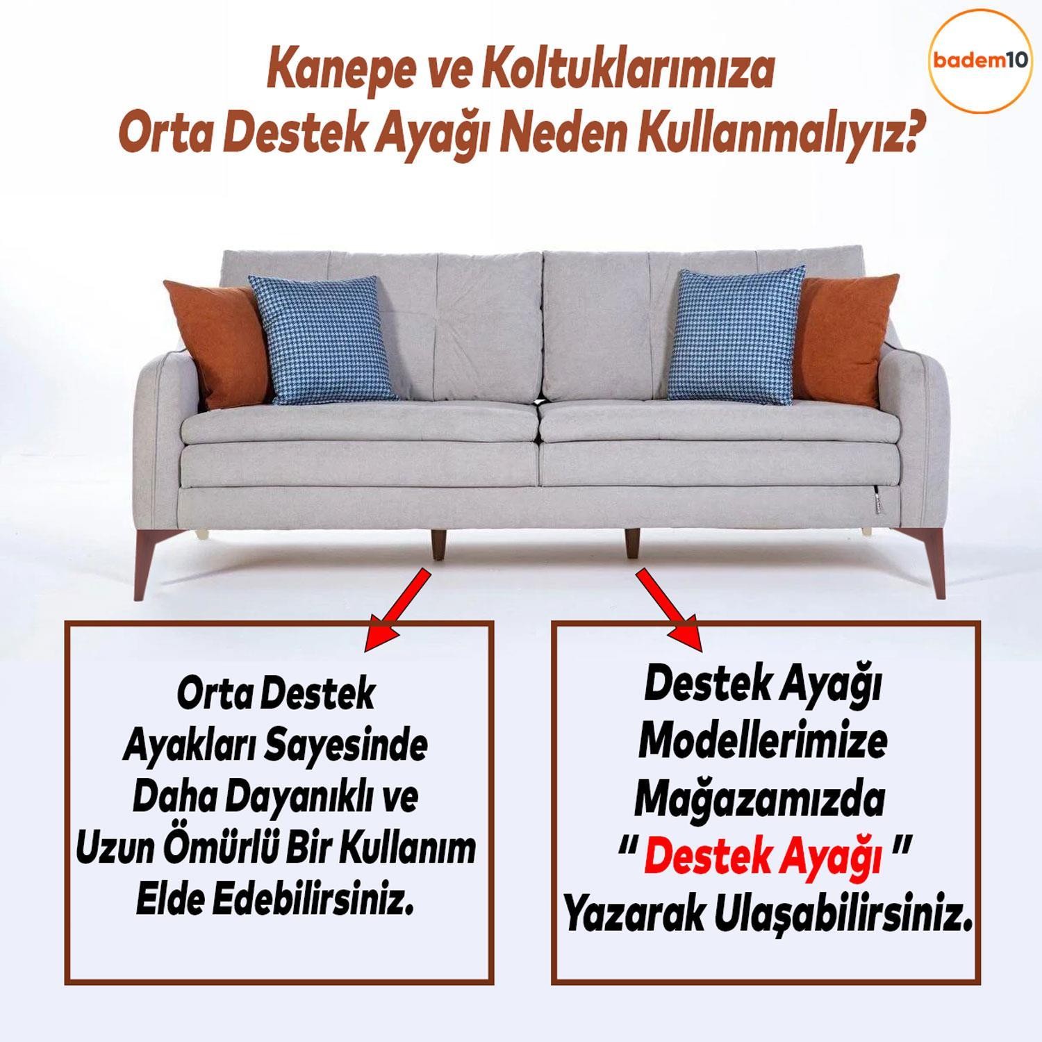 Kale 6'lı Set Mobilya TV Ünitesi Çekyat Koltuk Kanepe Destek Ayağı 12 cm Kahve Ahşap Desenli Baza Ayak M8