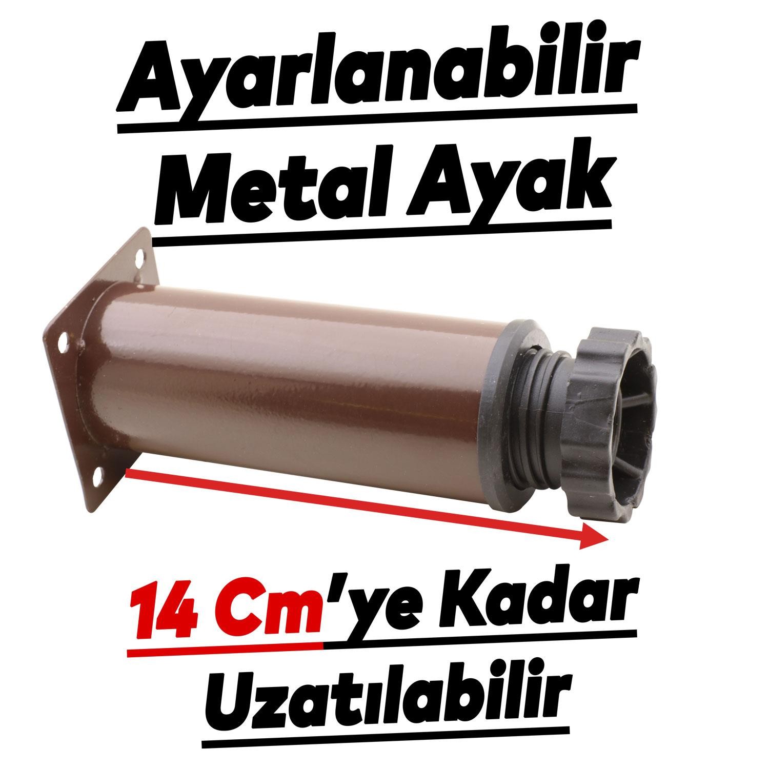 Ayarlanabilir Mobilya Kanepe Baza Koltuk Metal Destek Yükseltici Kahve Ayağı 12 cm Ayakları 8 Adet