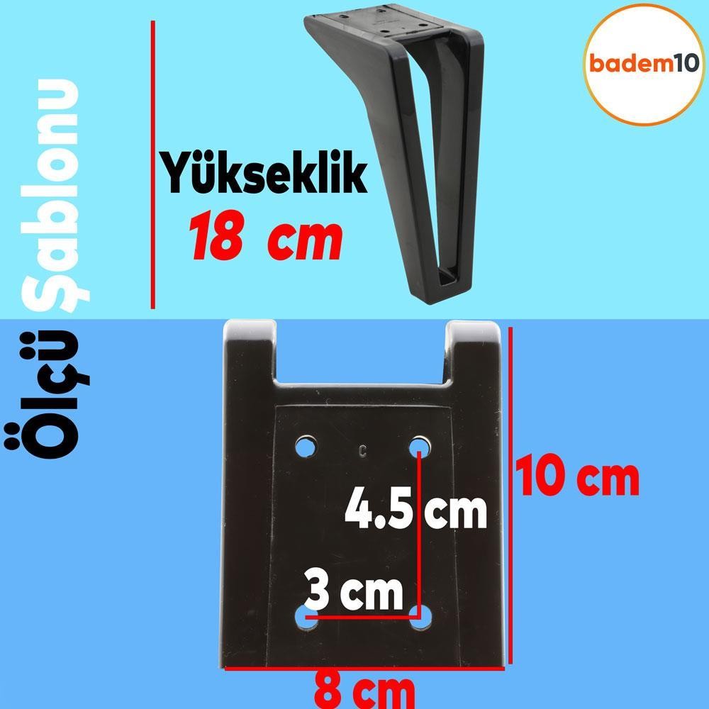 Penta 6'lı Set Mobilya TV Ünitesi Çekyat Koltuk Kanepe Destek Ayağı 18 cm Siyah Ayak M8 Civatalı