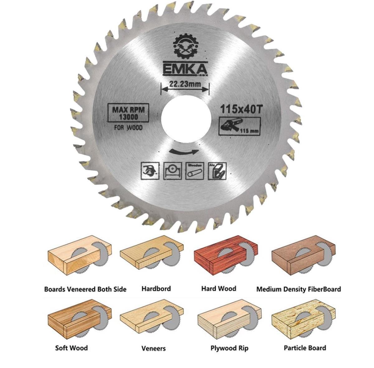 Emka Daire Testere Bıçağı Ahşap Kesme Testeresi 115 mm 40 Diş + Matkap Aparatı