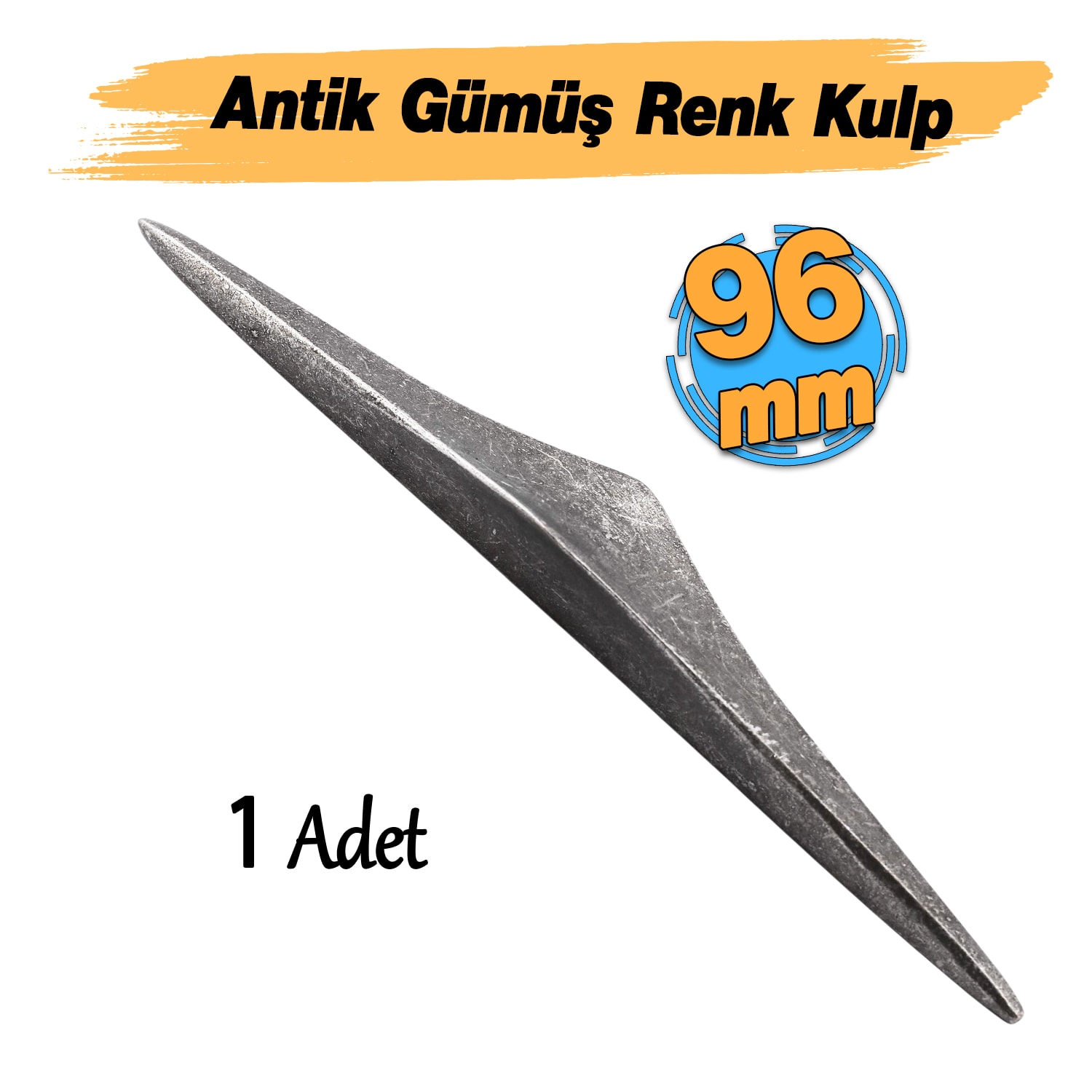 Antik Gümüş Renk Metal Kulp 96 mm - 9.6 cm Mobilya Çekmece Mutfak Dolabı Dolap Kulpları Kulbu Kulpu
