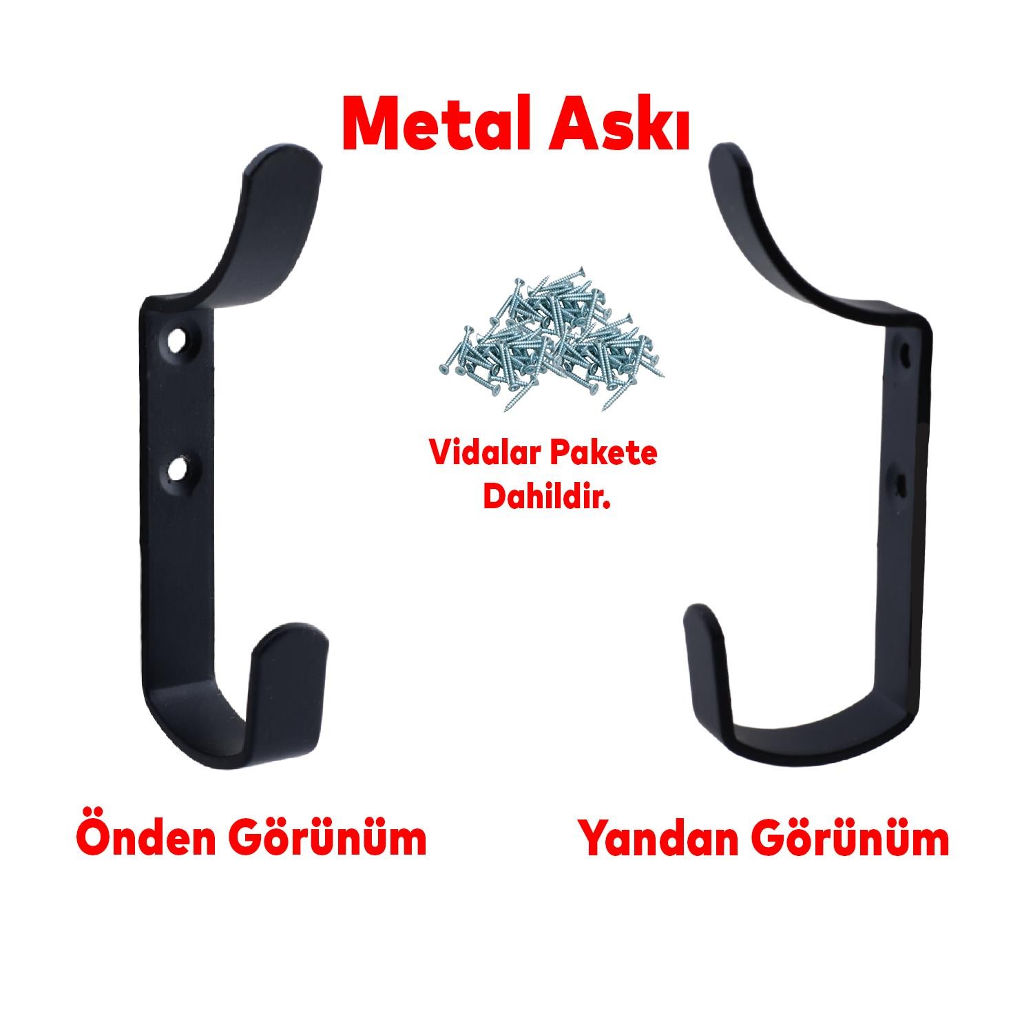 Çengel Metal Portmanto Vestiyer Duvar Dolap Elbise Askısı Siyah Mobilya Kapı Askılığı Aparatı