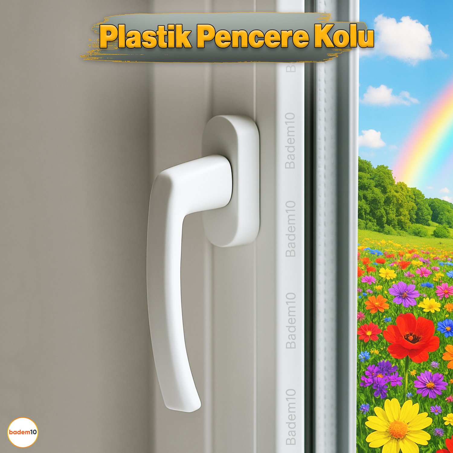 Beyaz PVC Pencere Kolu Pimapen Uyumlu, Sağ-Sol Açılır, Yedek Balkon Vidalı Plastik Kol Mekanizması