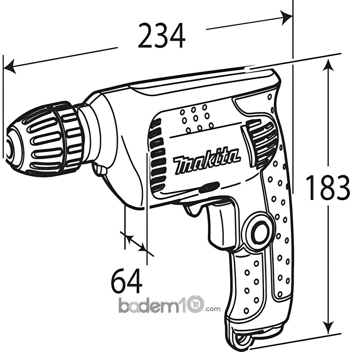 Makita 6413 Darbesiz Matkap 450 W Ahşap Çelik Delici