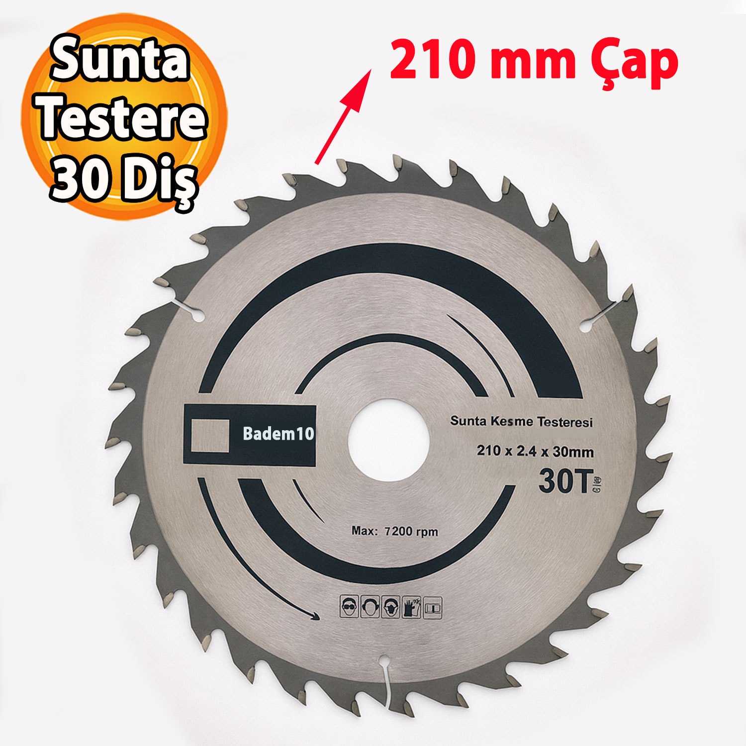 Sunta Kesme Testeresi 210x2.4x30 mm Elmas Uçlu Daire Testere Ahşap MDF Kontrplak Kesim Diski