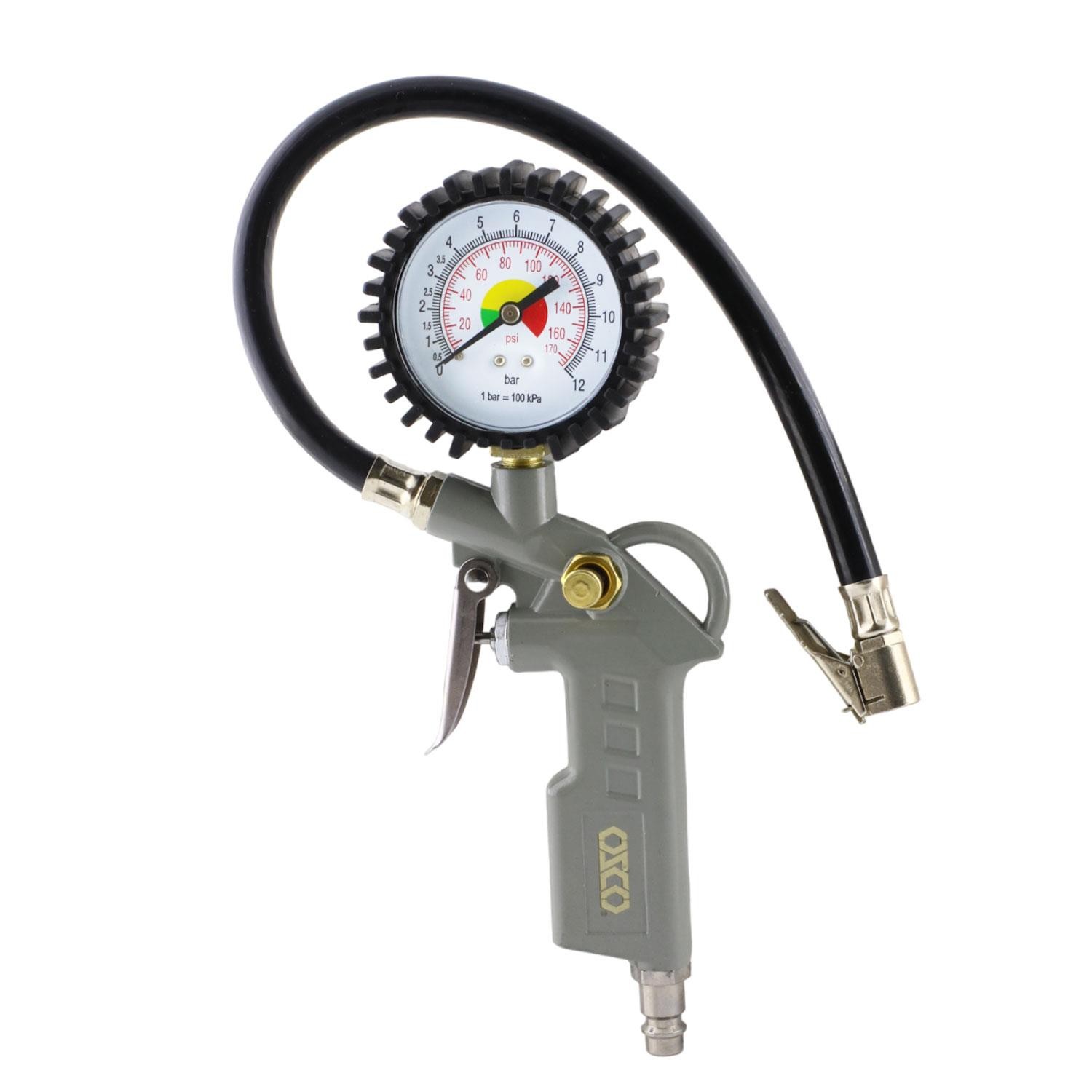 Teker Tekerlek Sibop Lastik Şişirme Tabancası Hava Ölçer Basınç Gösterge Bar Saatli 12 170 PSİ