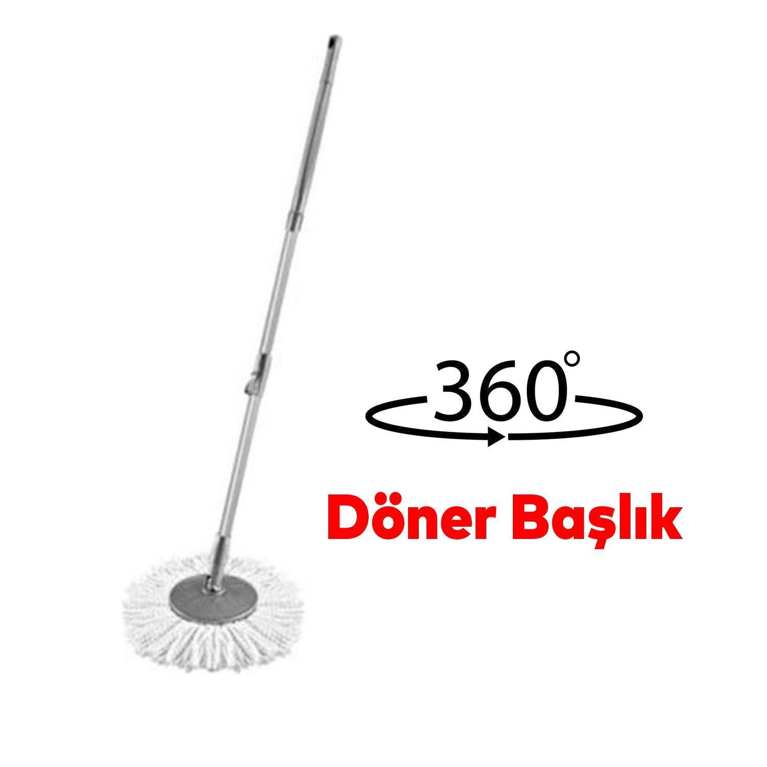 Yüzey Yer Temizleme Süper Emici Sillgech 360 Derece Dönen Saplı Mikrofiber Yedek Mop Paspas Set