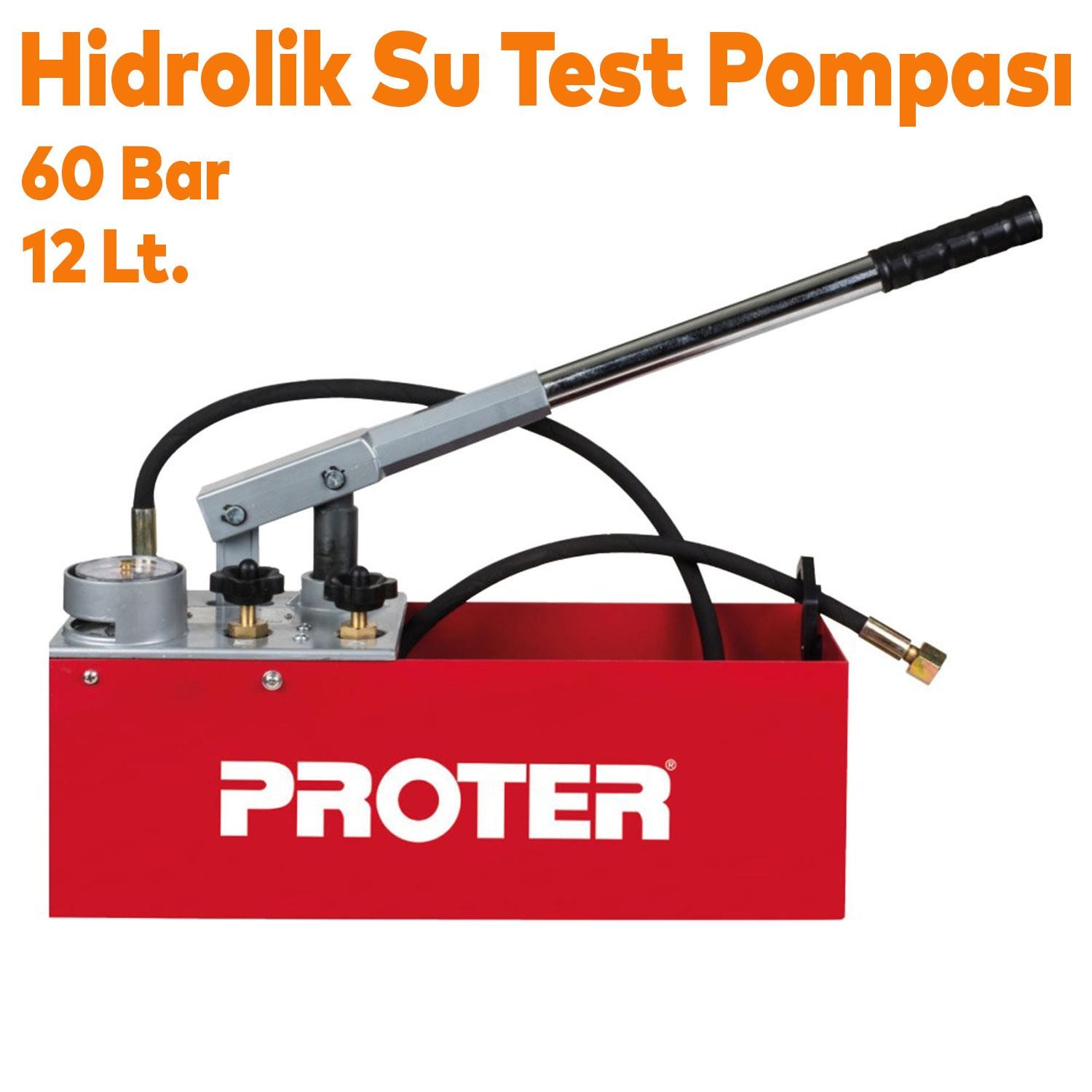 Proter PR60 Hidrolik Su Test Pompası Temiz Su 60 BAR 1/2" 12 LT Manuel