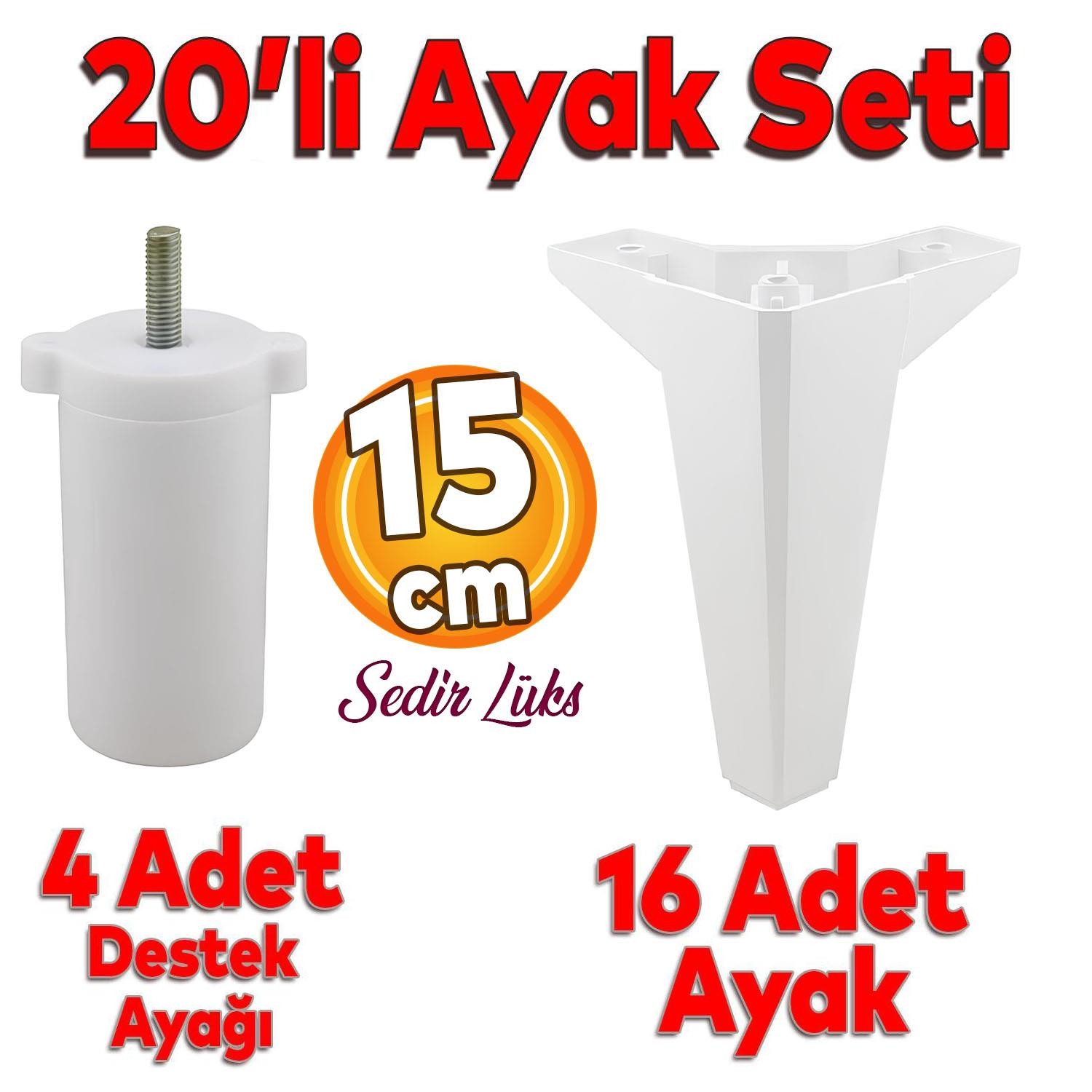 20'li Set Sedir Lüks Mobilya Kanepe Koltuk TV Ünitesi Yükseltici Destek Ayağı Ayakları 15 cm Beyaz