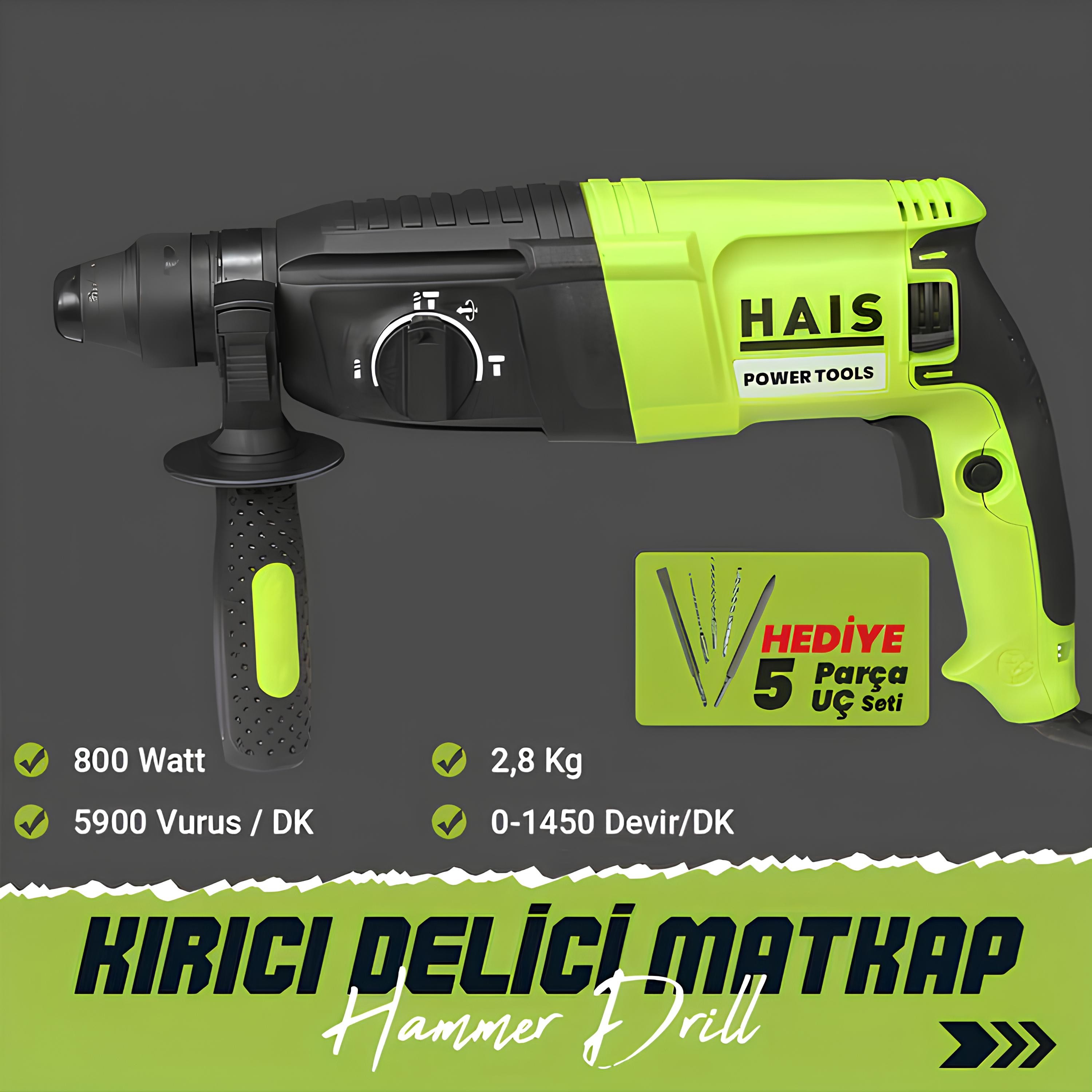 HAIS Z1A-2601SRE 800W Kırıcı Delici Matkap SDS Plus Beton Delme Kırma Darbeli Matkap