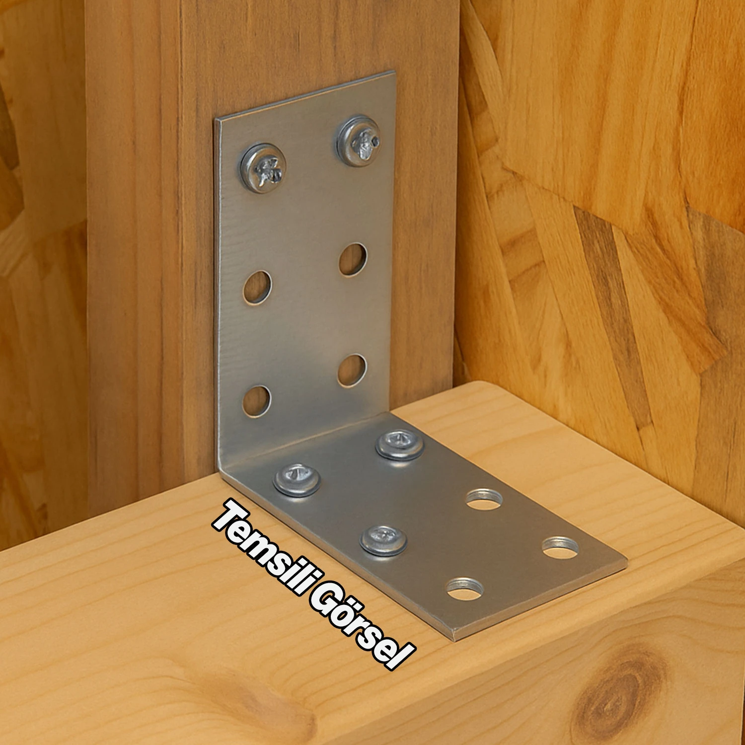 Metal L Demiri 40x60x60 mm Köşebent (50 Adet) Mobilya Dolap Eşya Duvara Sabitleme Bağlantı Aparatı