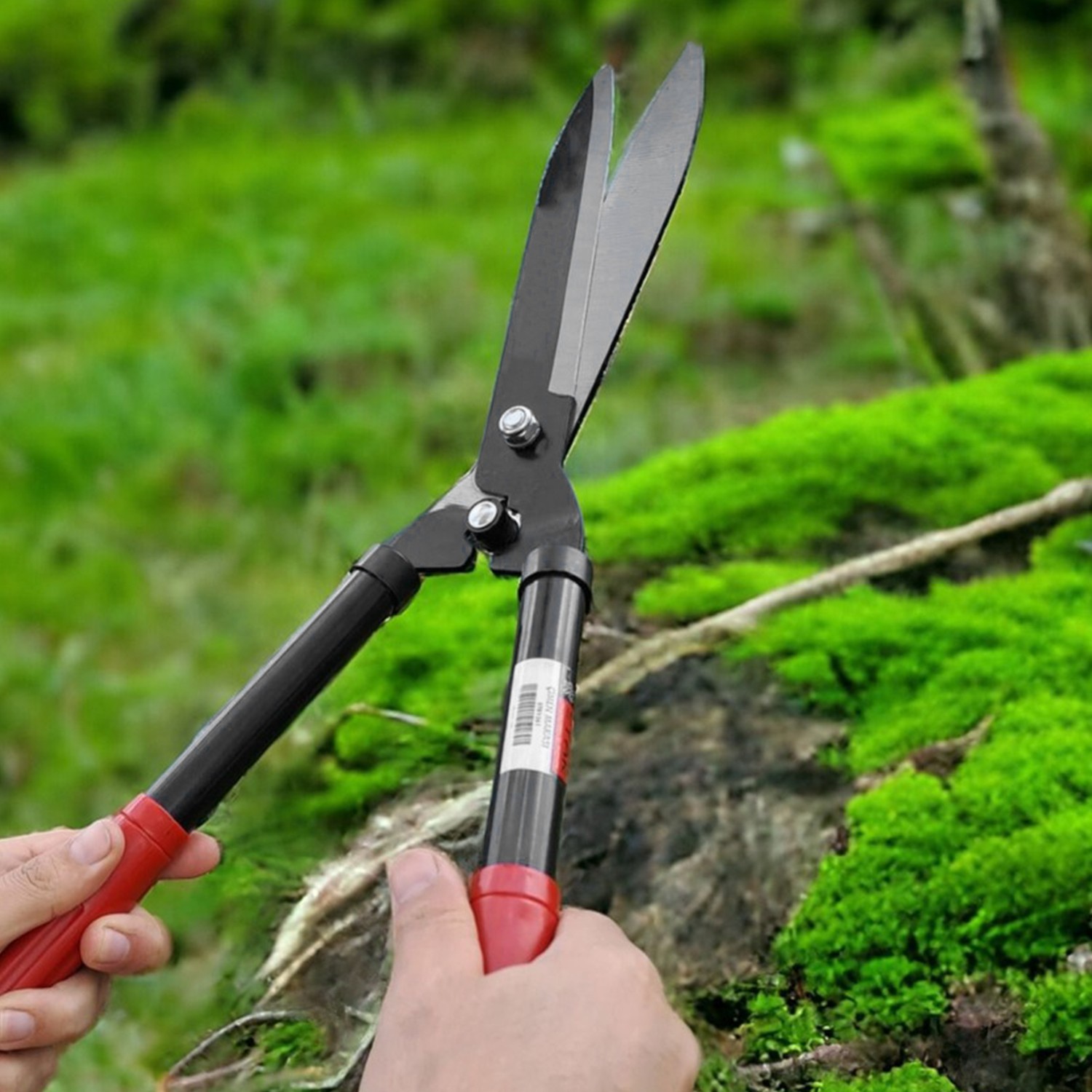Plastik Saplı Eğri Çim Budama Makası Çalı Çimen Biçme Kesme Makas 50 cm Keskin Metal Bıçkı 1 Adet