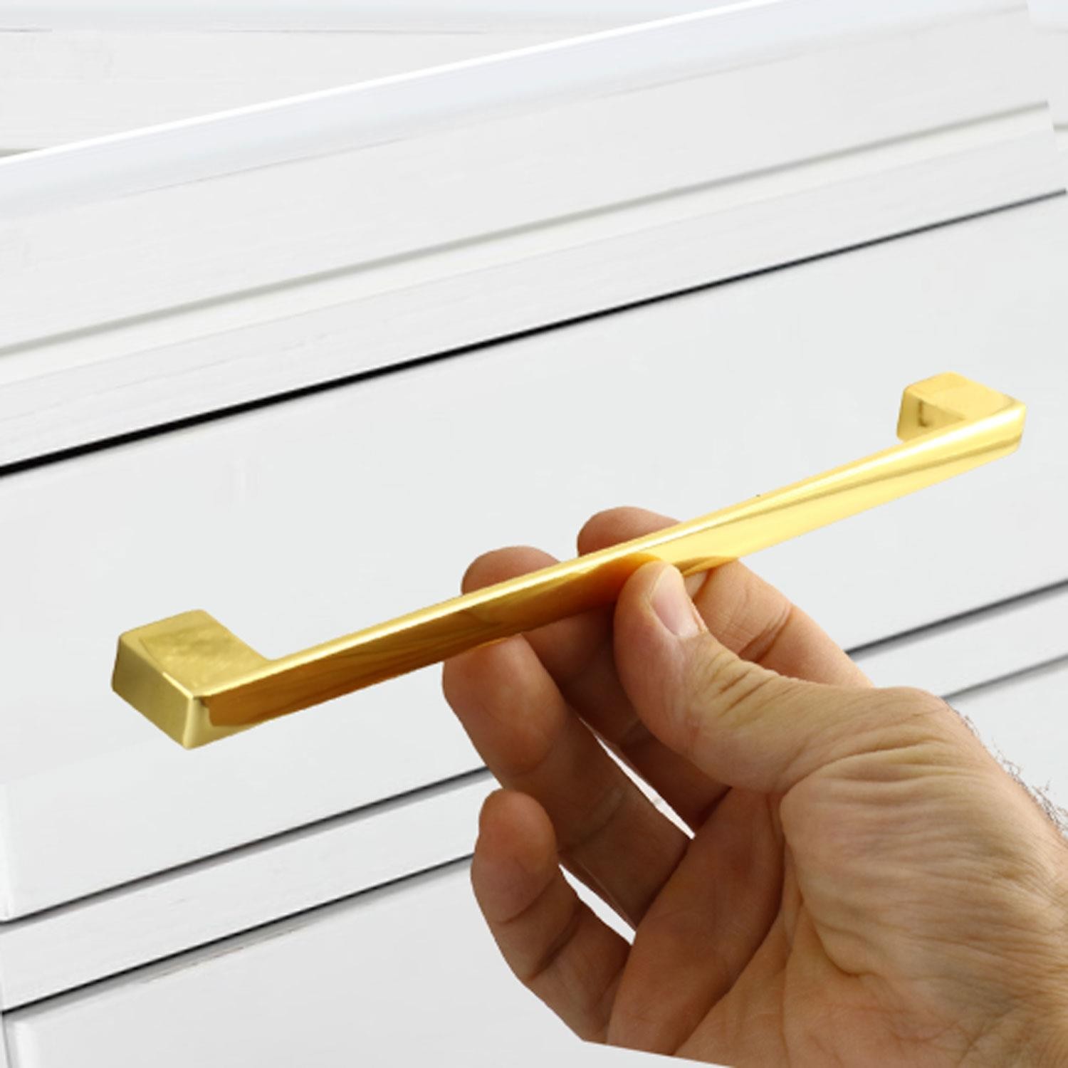 Gölcük (224 MM - 22.4 CM) Gold Altın Mobilya Mutfak Çekmece Dolap Dolabı Metal Kulpu Kulbu Kulpları