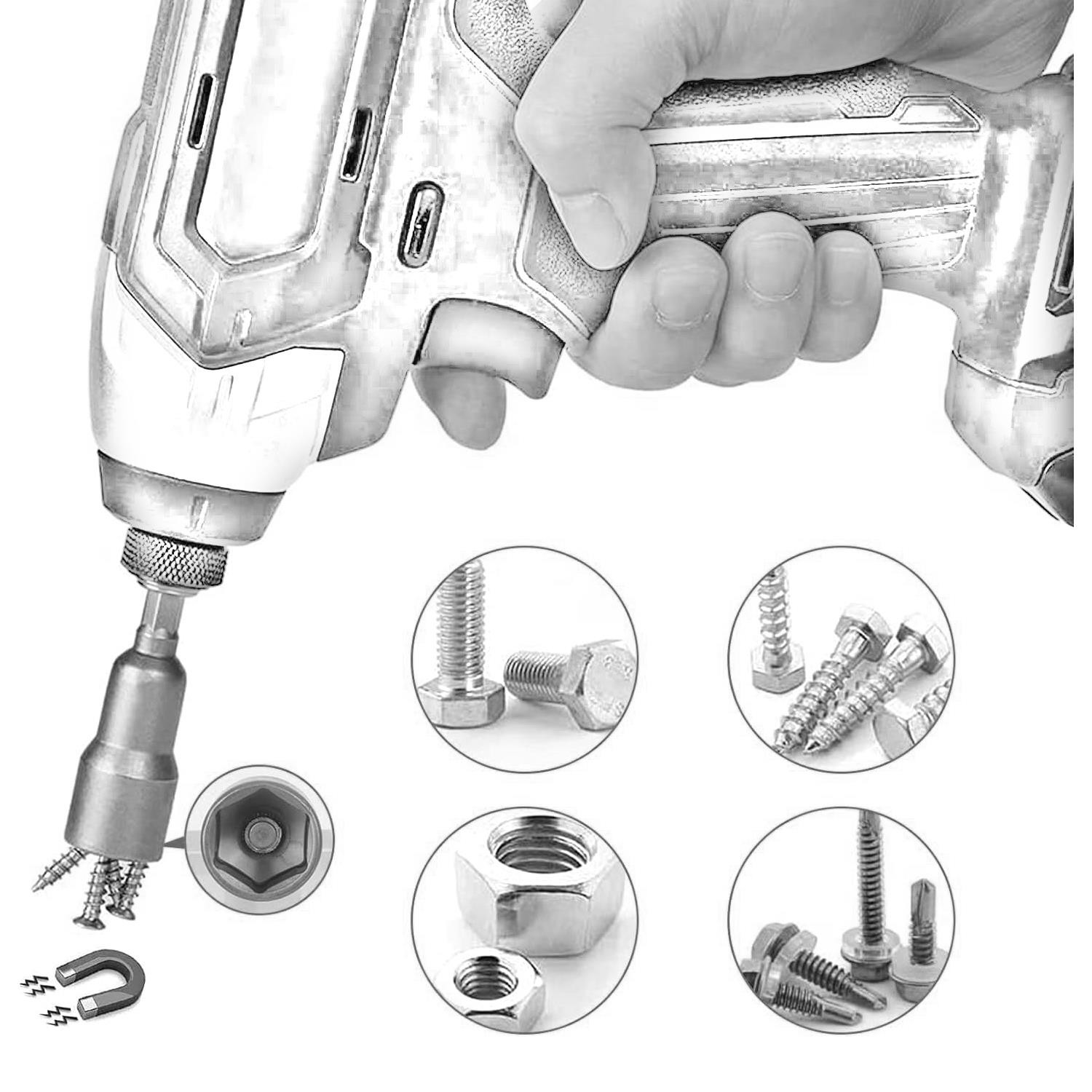 Manyetik Somun Civata Sıkma Adaptörü Çap 8 mm M8 Trapez Çatı Vidası Sıkma 8x65 mm Mıknatıslı 5 Adet