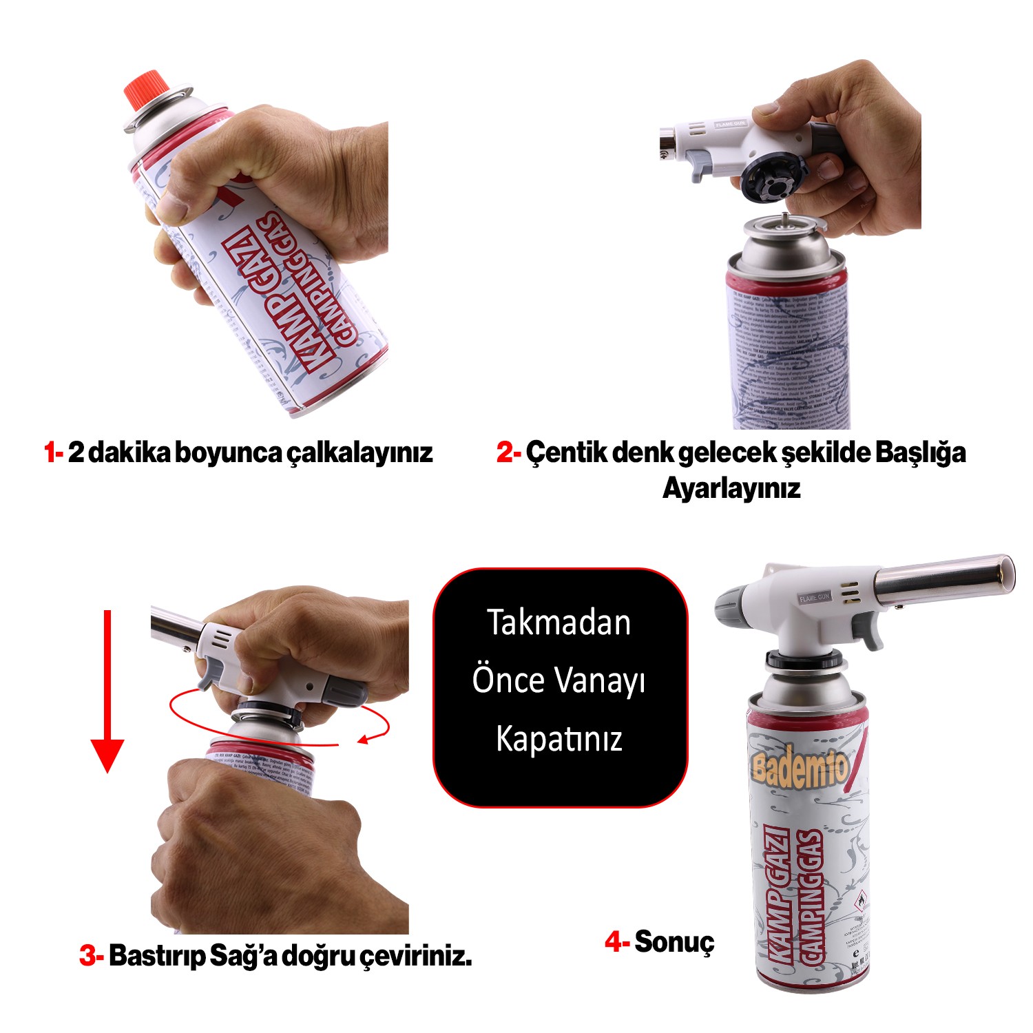 Taşınabilir Portatif Kamp Ocağı Tek Gözlü 5 Adet Gaz Kartuşlu Tüp Uyumlu Bağlantı Gezi Piknik Ocak