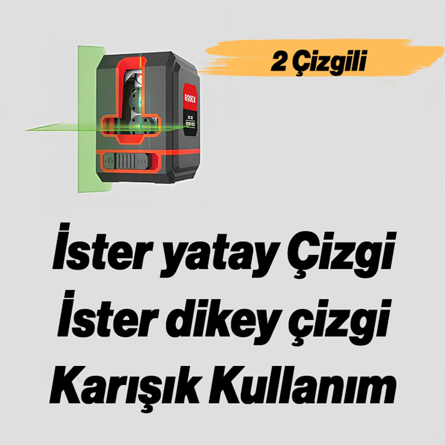 Rodex 2 Çizgili Lazer Terazi Yeşil Çizgi Lazeri Hizalama Tek ve Birlikte Kullanım Çantalı