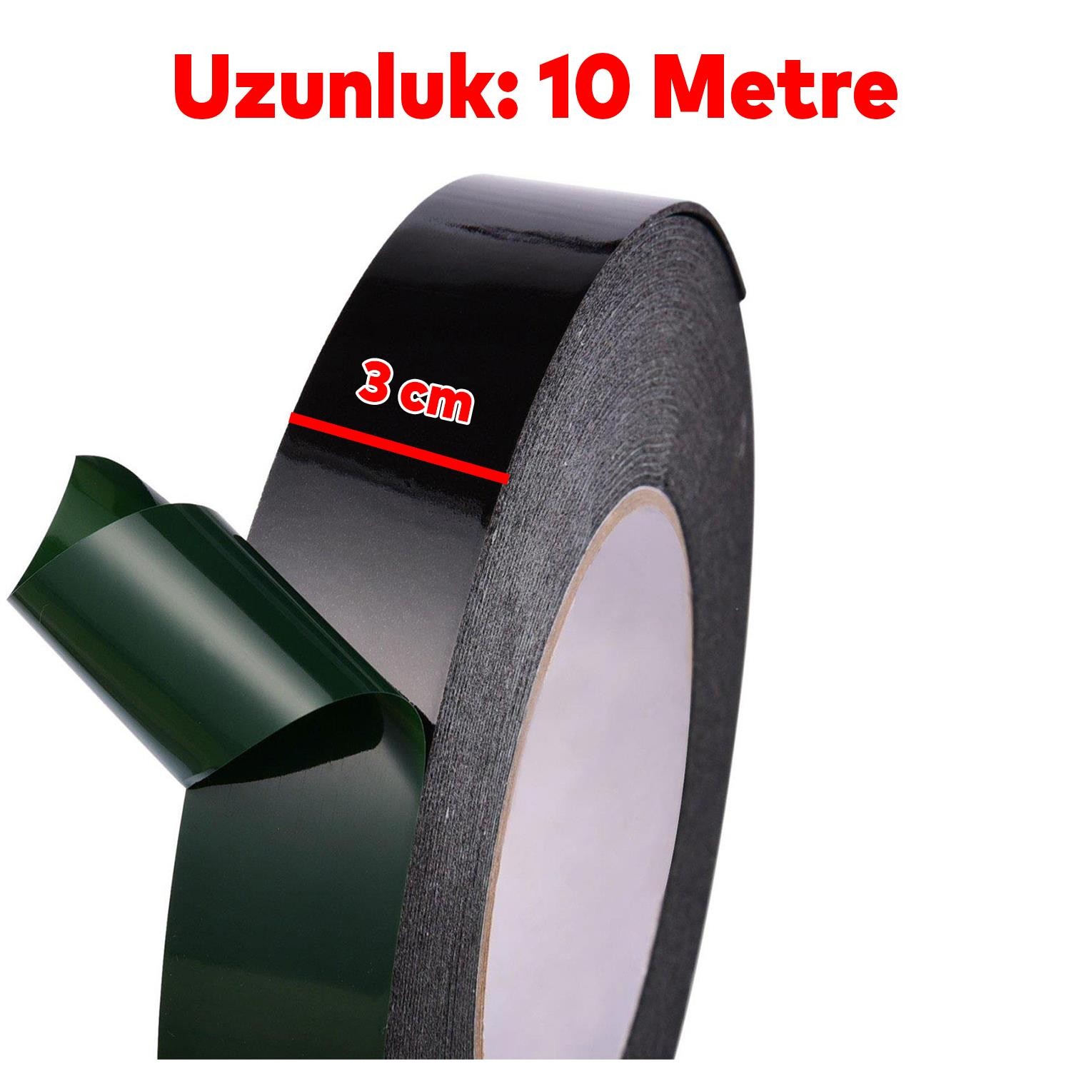 Çift Taraflı Yapıştırıcı Yapıştırma Köpük Bant Eva Montaj Bandı Siyah 30 mm x 10 Metre