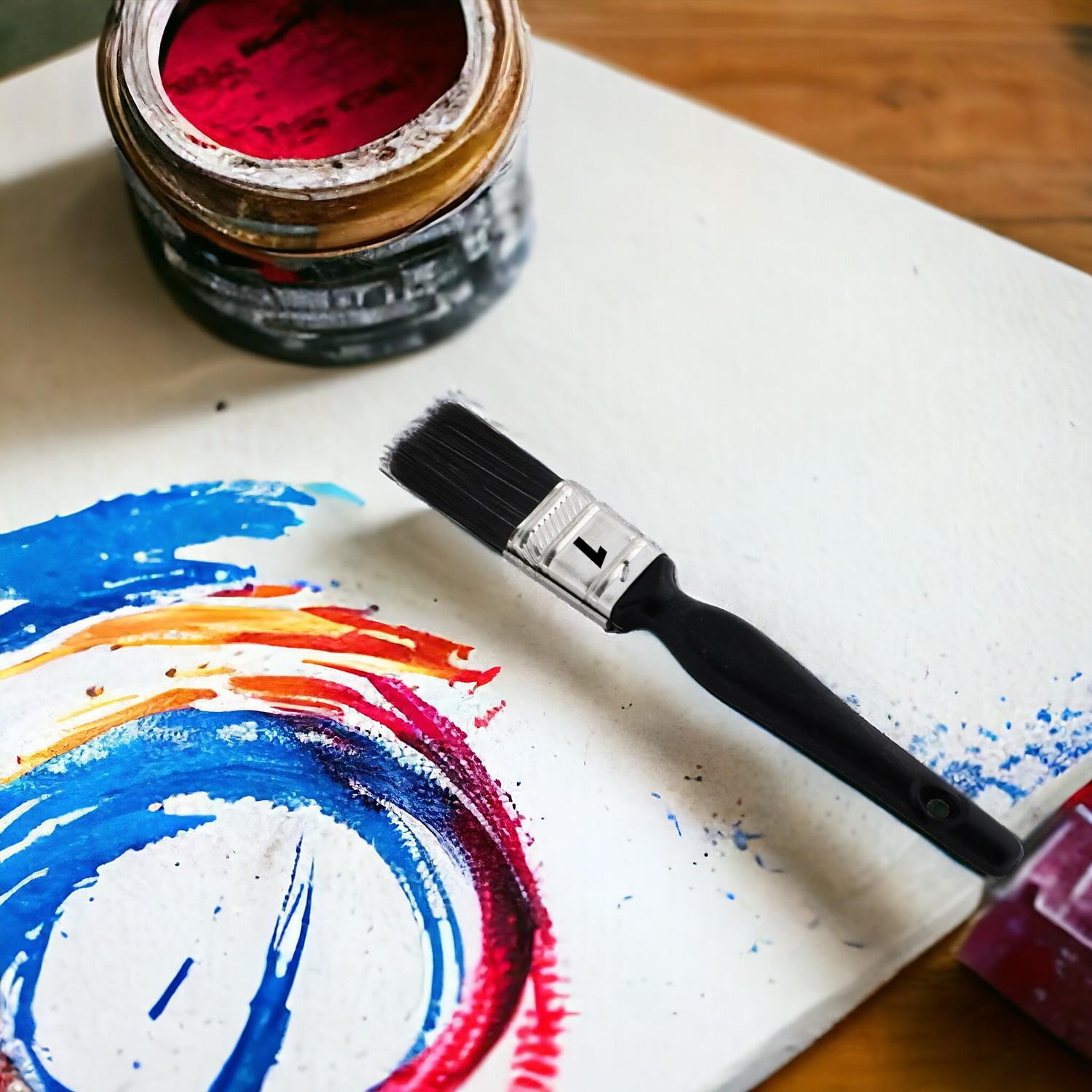 Plastik Saplı Yağlı Boya Fırça No: 1 Resim Ressam Fırçası Hobi Sanat Duvar Metal Ahşap Boyama