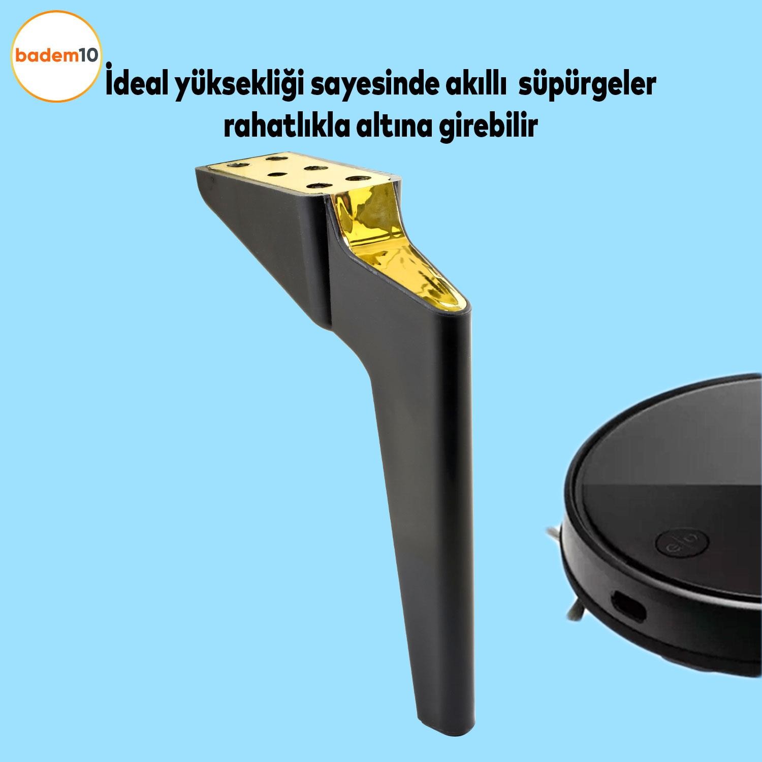 Logan 4 Adet 23 Cm Siyah Gold Lüks Mobilya Kanepe Tv Ünitesi Berjer Koltuk Ayağı Konsol Ayakları