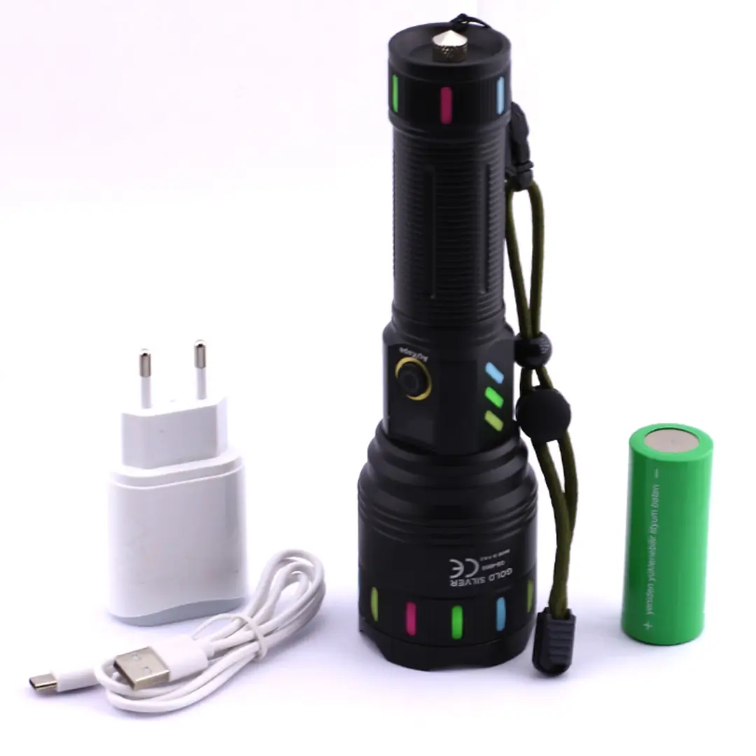 El Feneri Zoom Özellikli Uzun Menzil 80W Şarjlı Powerbank Ledli