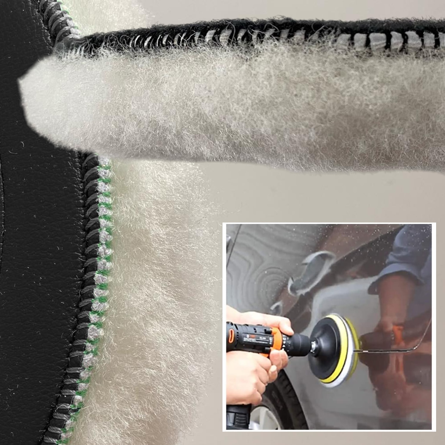 ( 1 Adet ) Koyun Postu Pedi Ø 125 mm Pasta Cila Polisaj Süngeri Cırt Tabanlı Kuzu Postu Yünü Keçesi Parlatma