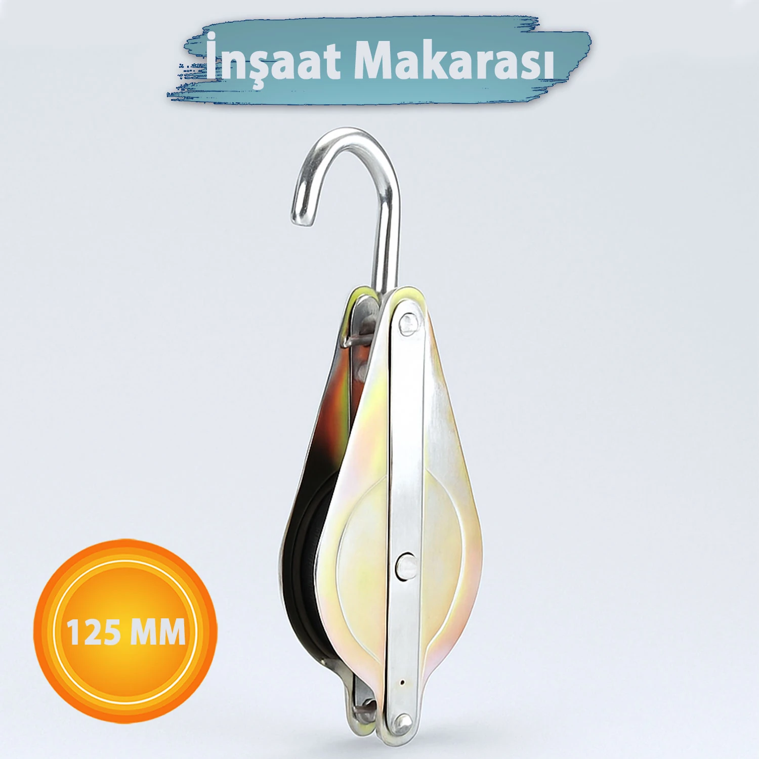 Metal İnşaat Makarası 125 mm Dayanıklı Taşıma Yük Kaldırma Kasnak Sistemi Şantiye Vinç Aksesuarı