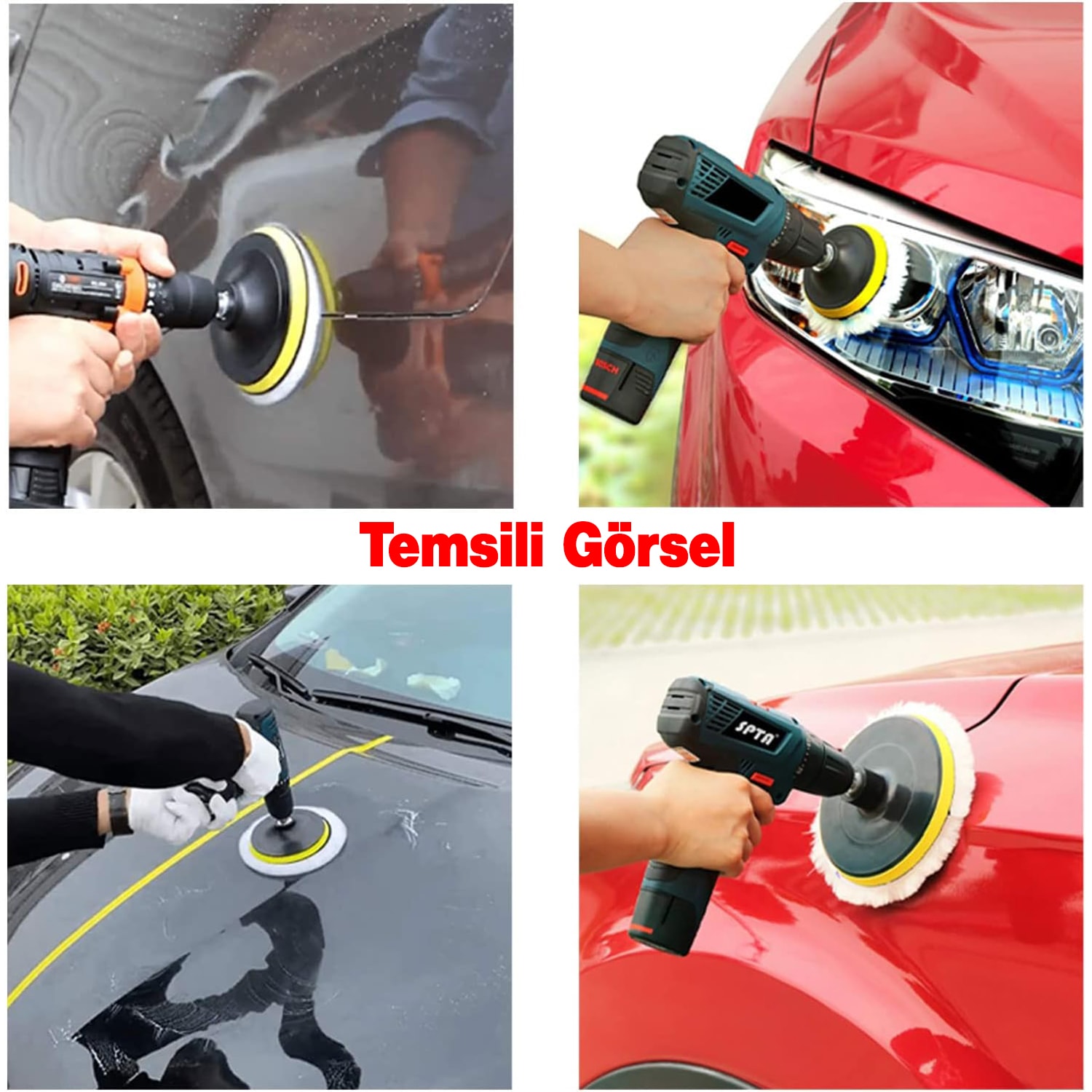 ( 1 Adet ) Yün Ped Ø 180 mm Pasta Cila Polisaj Süngeri Cırt Tabanlı Kuzu Postu Yünü Keçesi Parlatma