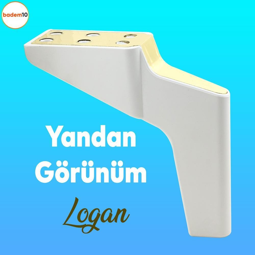 Logan 6'lı Set Mobilya TV Ünitesi Çekyat Koltuk Kanepe Destek Ayağı 16 cm Beyaz Altın Ayak M8 Civata