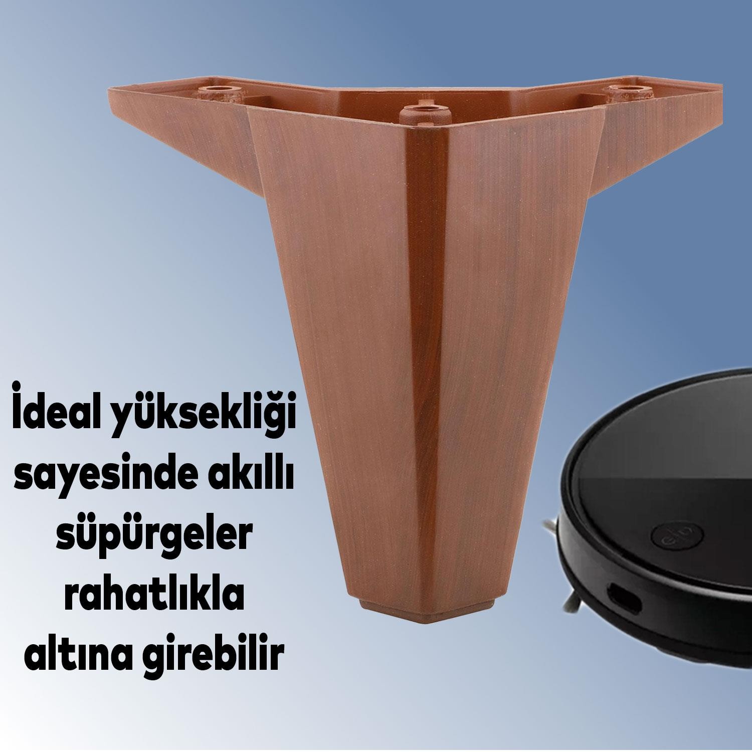 Sedir Lüks Mobilya Kanepe Sehpa TV Ünitesi Koltuk Ayağı 12 cm Ahşap Desenli Kahverengi Baza Ayak