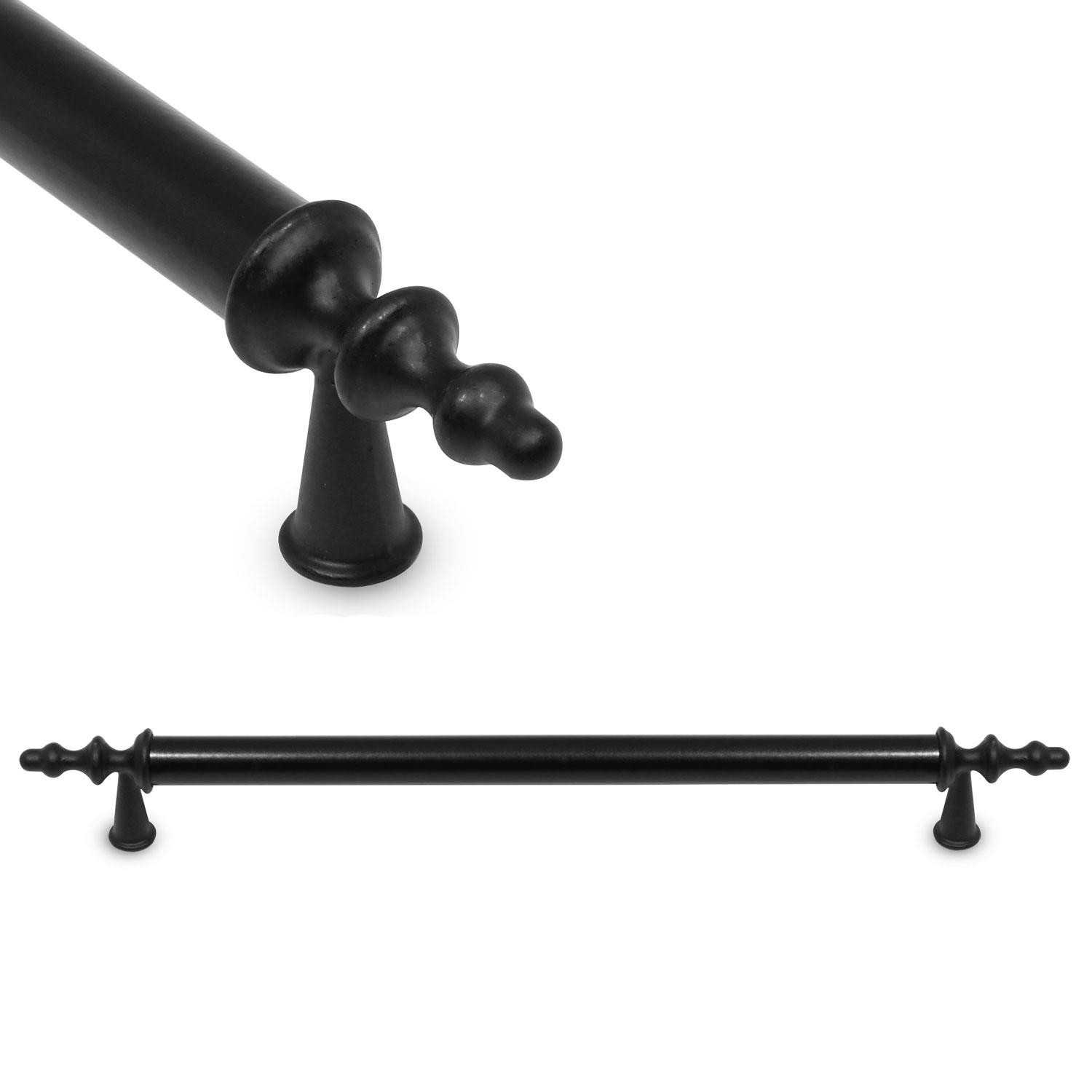 Ovacık Çekmece Dolap Dolabı Kapak Kulpu Kulbu (224 MM-22.4 CM) Siyah Metal Kulpları Mobilya Mutfak
