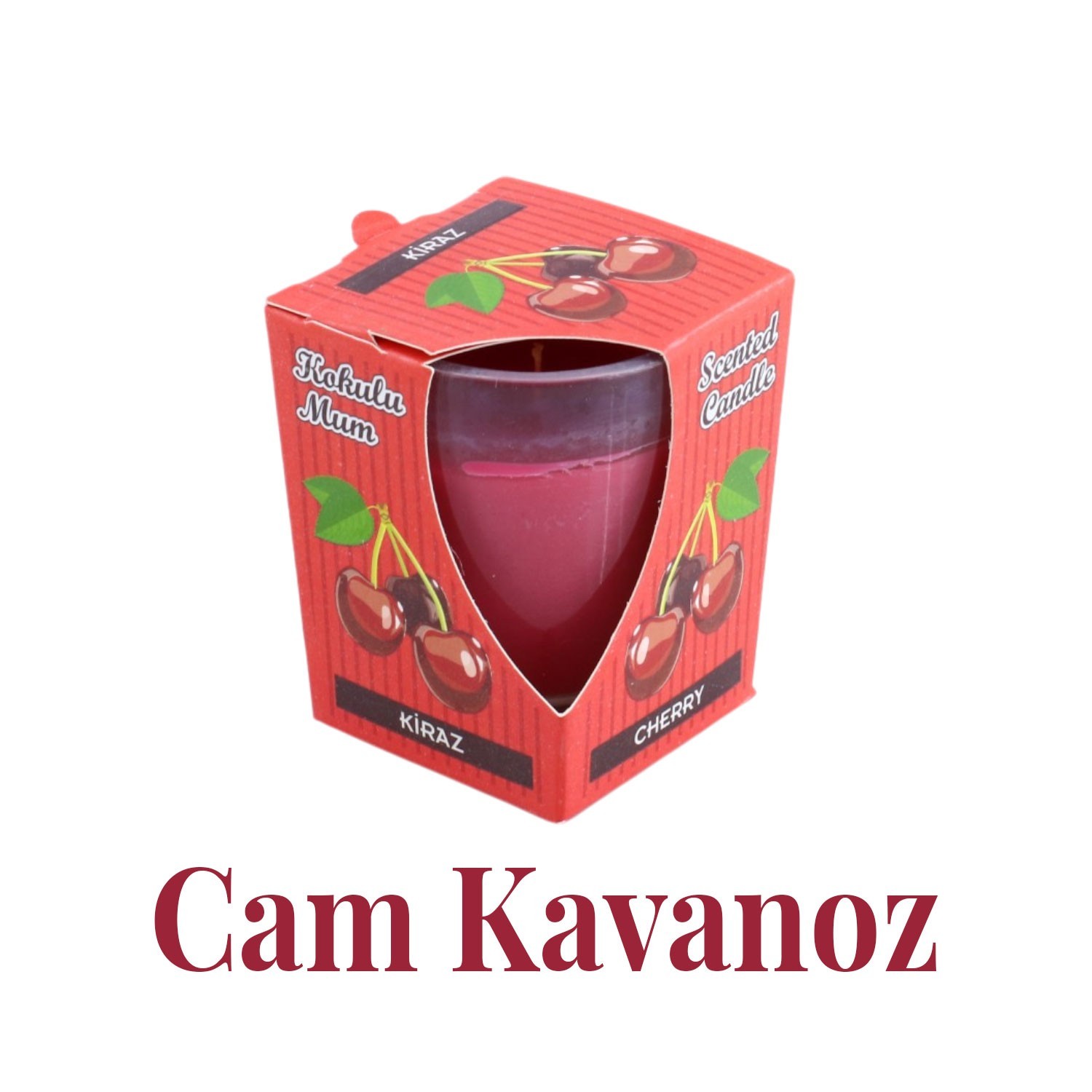 Kokulu Mum Dekoratif Mini Cam Kavanoz Bardak Mumluk Kandil Kırmızı Hediyelik Kiraz Kokulu Mumlar