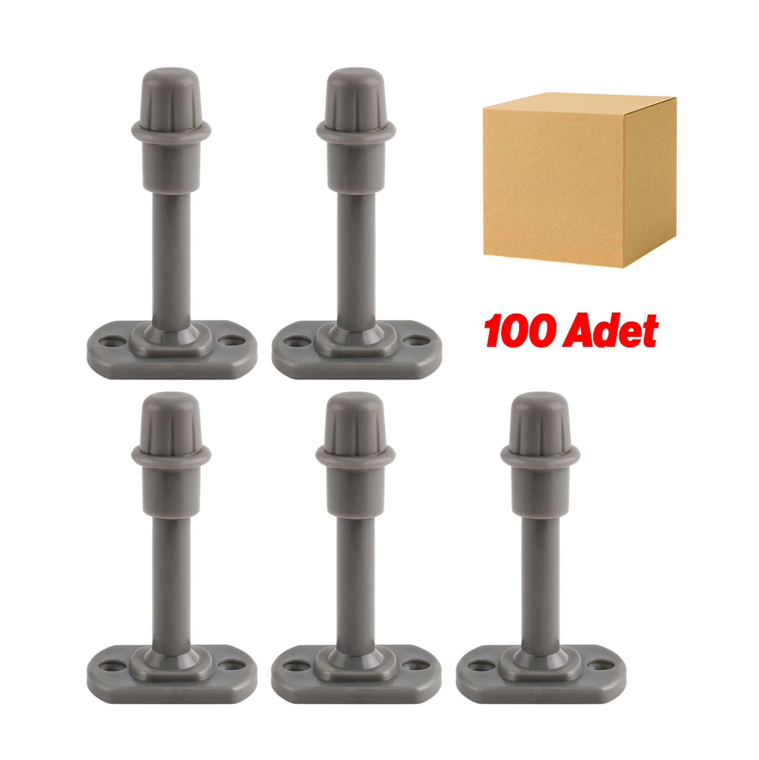Gri 100 ADET Silikon Kapı Pencere Arkası Vidalı Duvar Koruyucu Tampon Mobilya Stoperi Durdurucu Set