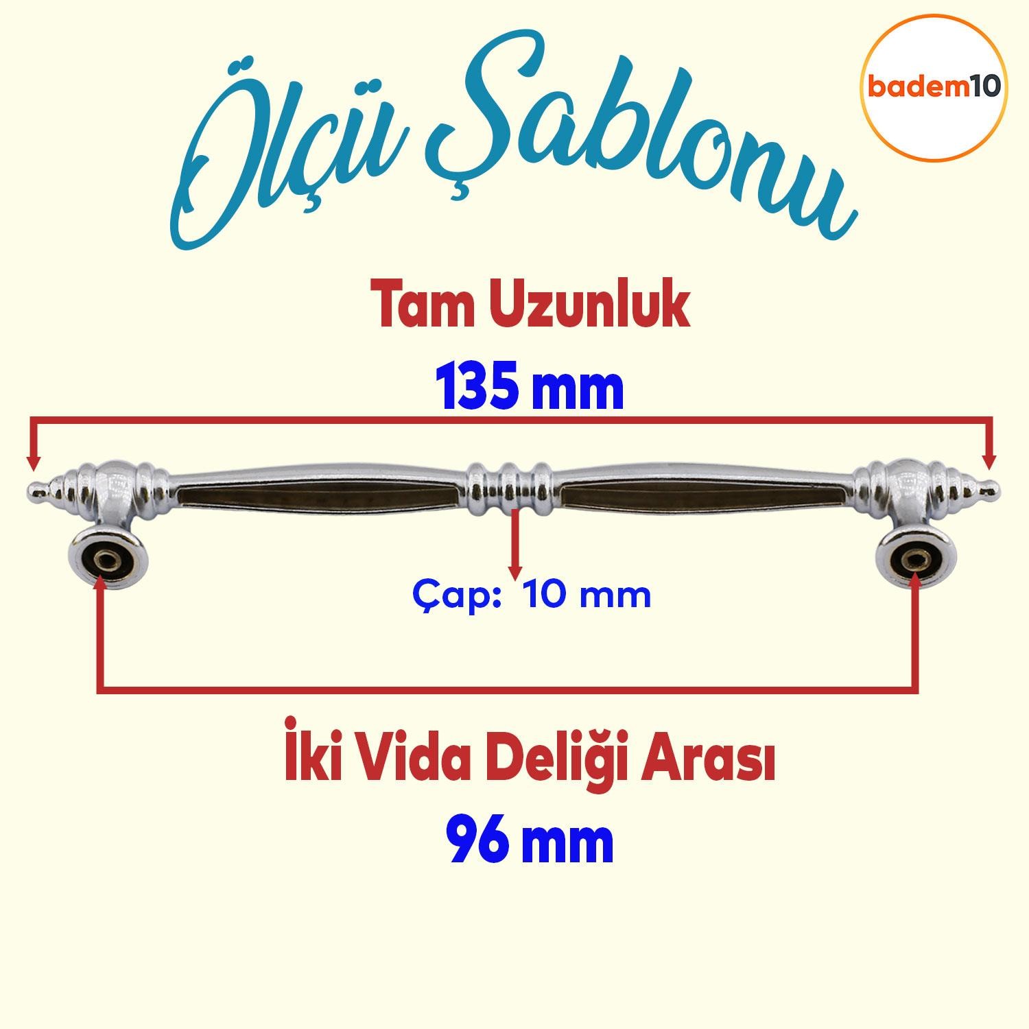 Petek Mobilya Mutfak Dolabı Çekmece Dolap Kapak Kulpu Düz Metal Kulp Kulbu Kulpu (96 MM-9.6 CM) Krom