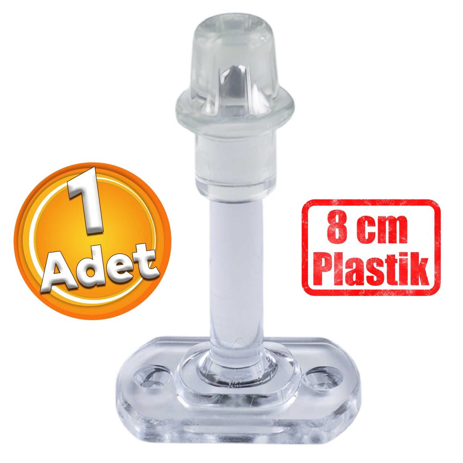 Plastik Kapı Pencere Arkası Şeffaf Tampon 8 CM Vidalı Duvar Koruyucu Silikon Stoper 1 Adet