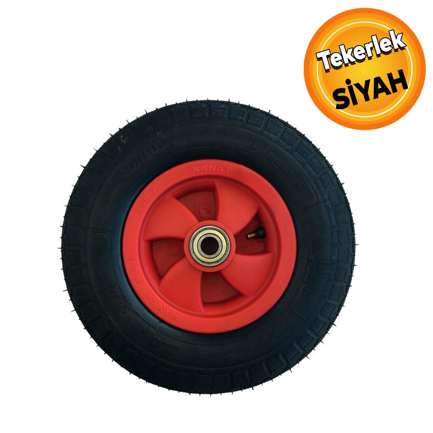 KANAT El Arabası Tekeri Tekerleği Kırmızı Jant Bilyalı 350-70 mm