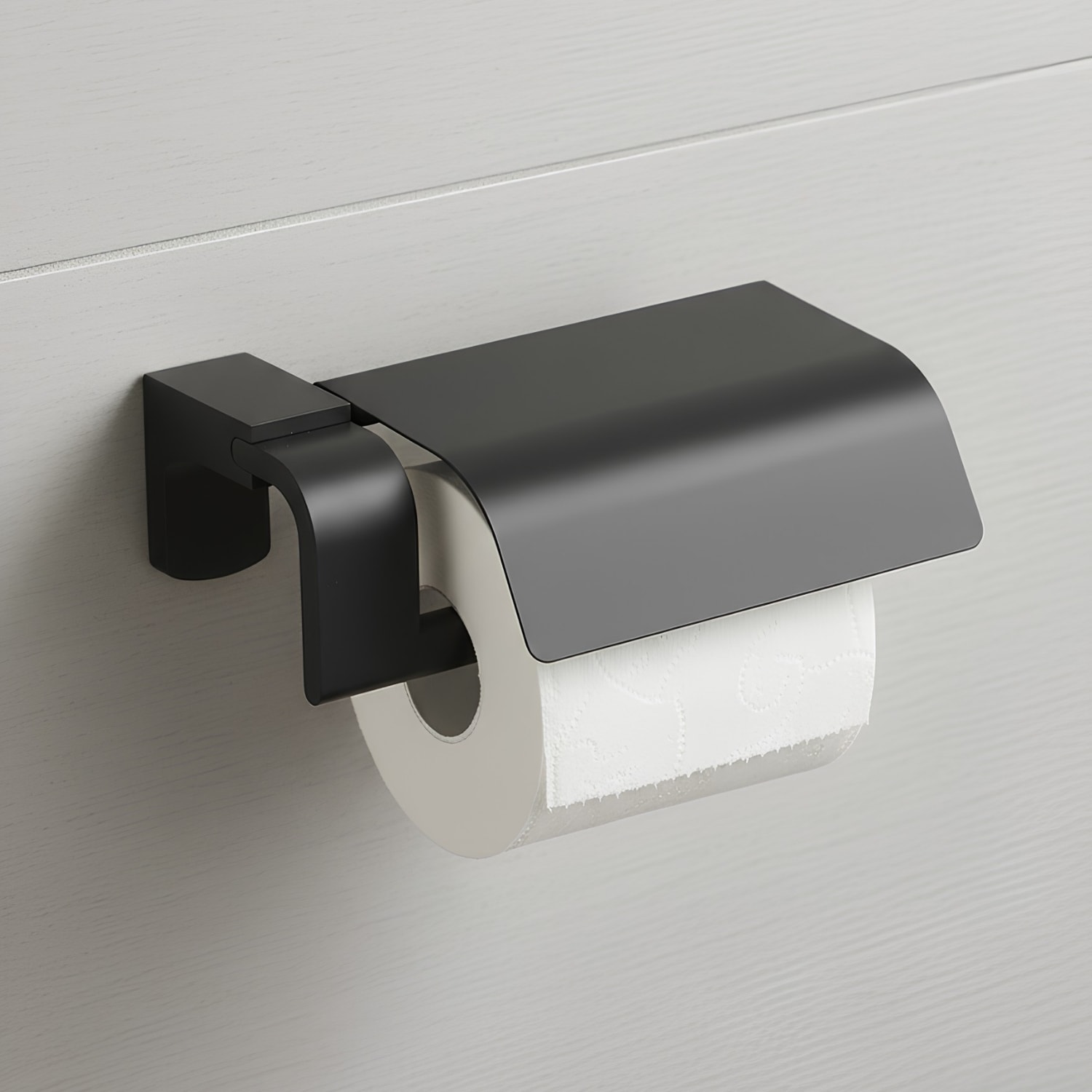 Mat Siyah Kapaklı Paslanmaz Lüks Tuvalet Kağıtlığı Vida ve Dübel Seti Dahil WC Tuvalet Kağıtlığı